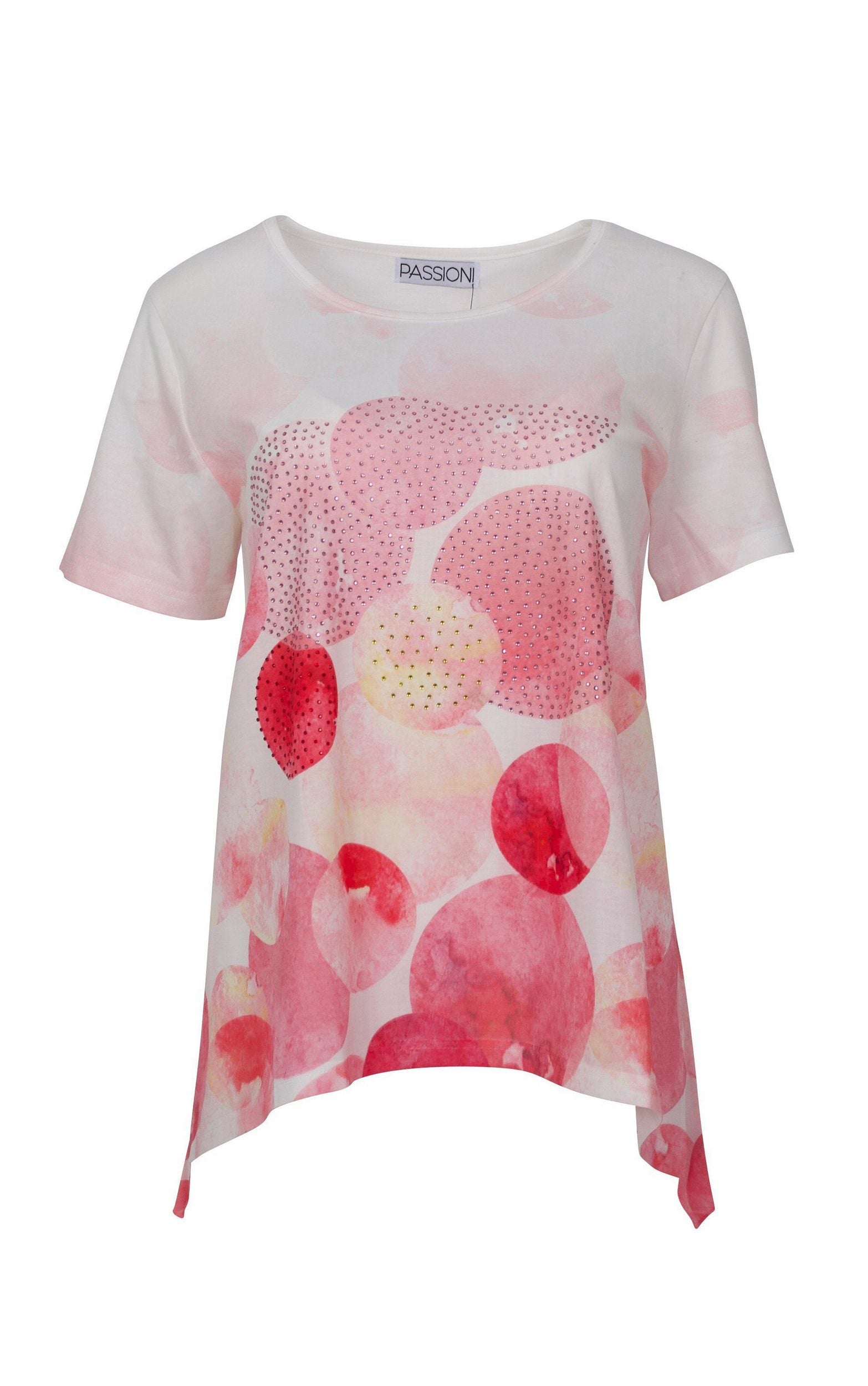 T-Shirt in Rosa mit Strasssteinen und Kreisustern