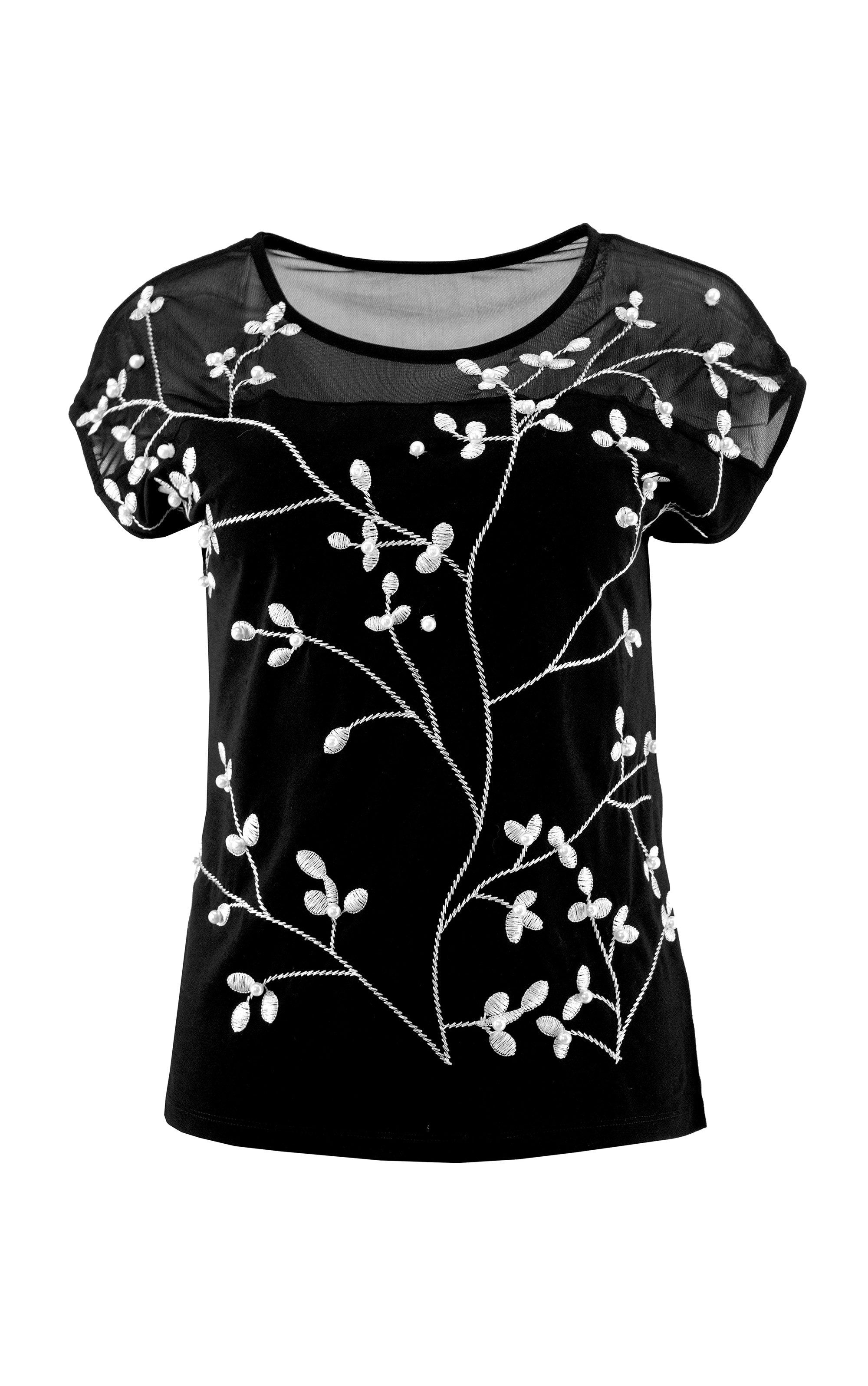 T-Shirt mit Blumenstickerei