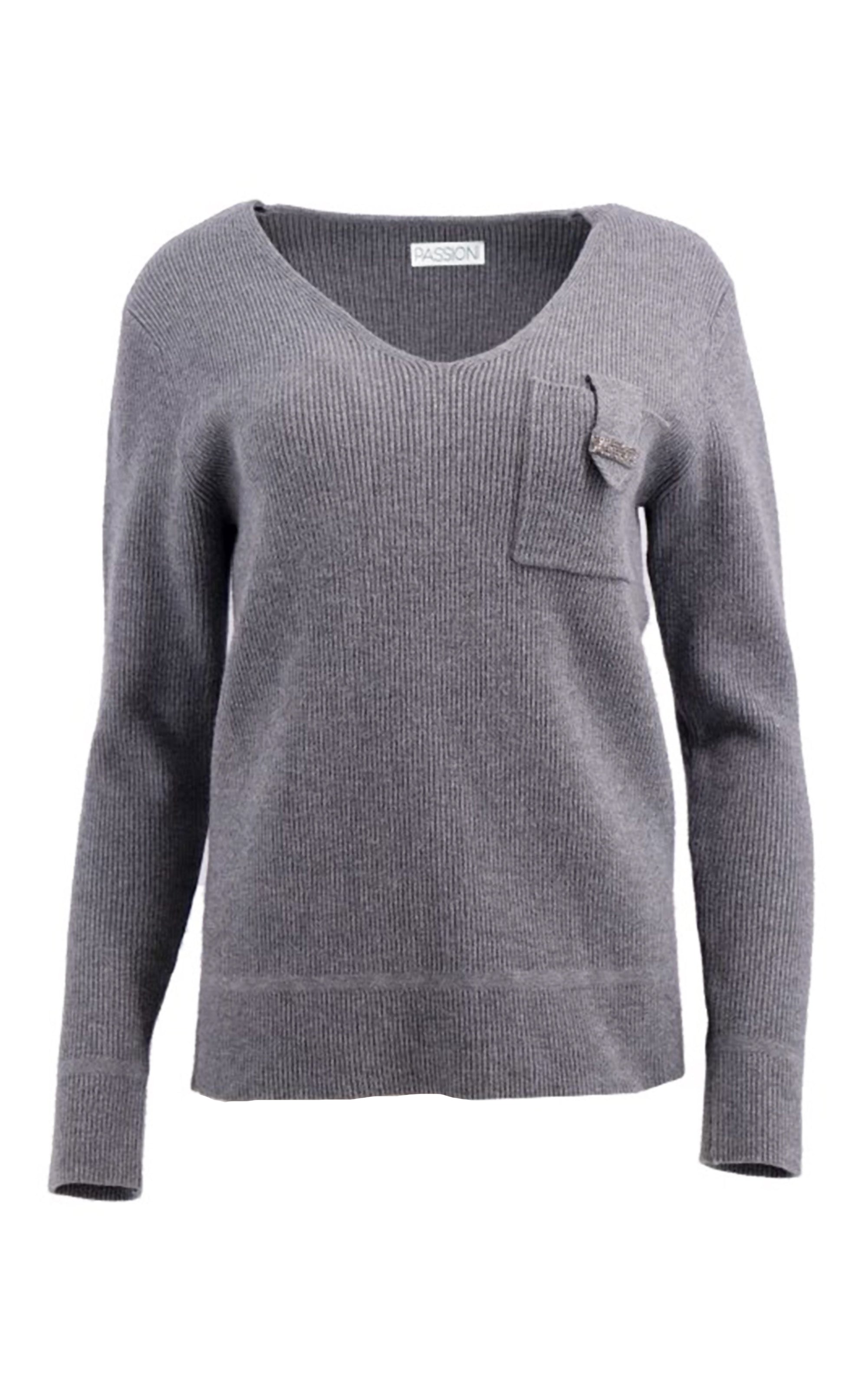 Strickpullover mit Vordertasche und Strassdetails