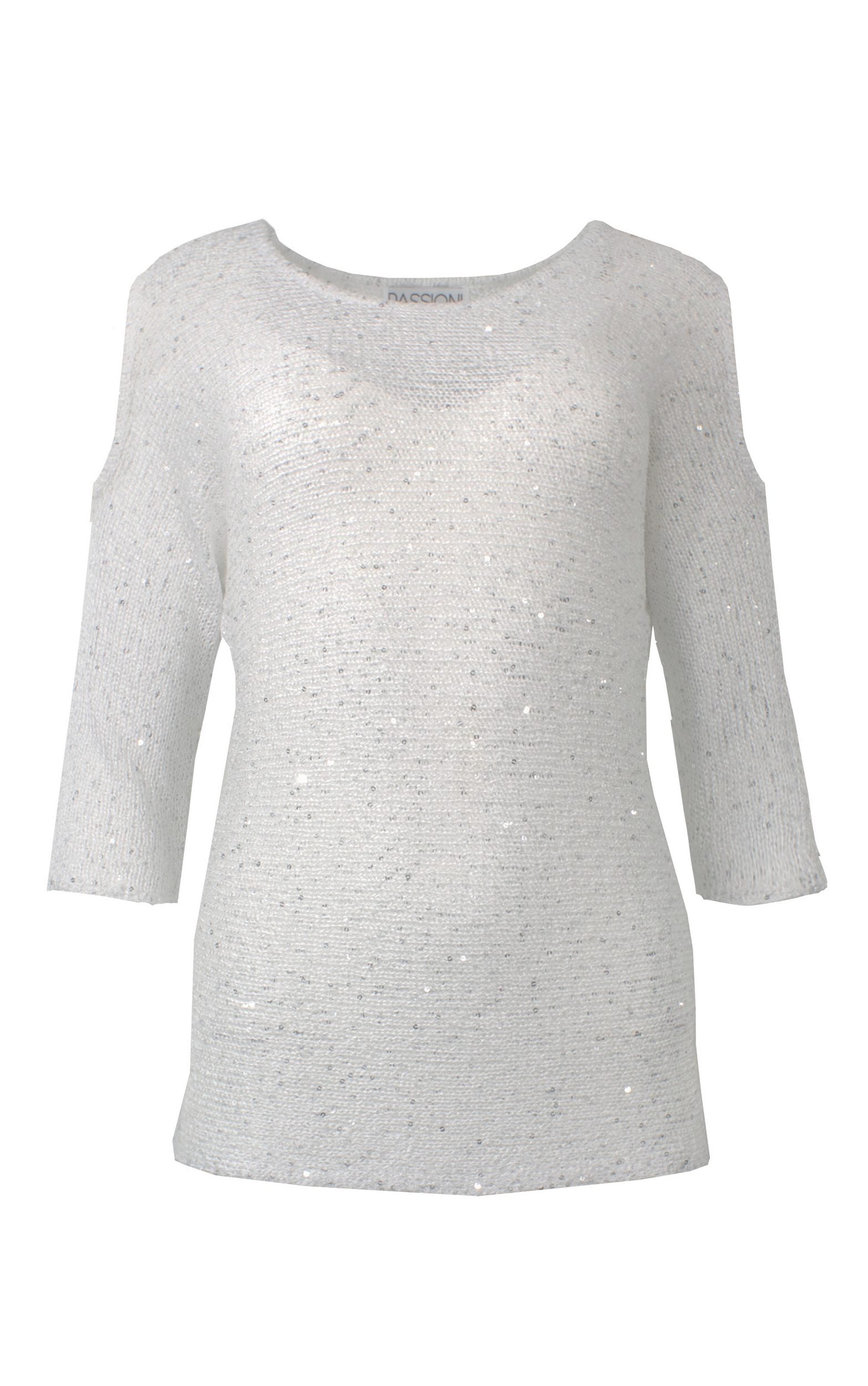 Strickpullover mit offenen Ärmeln und Glitzer