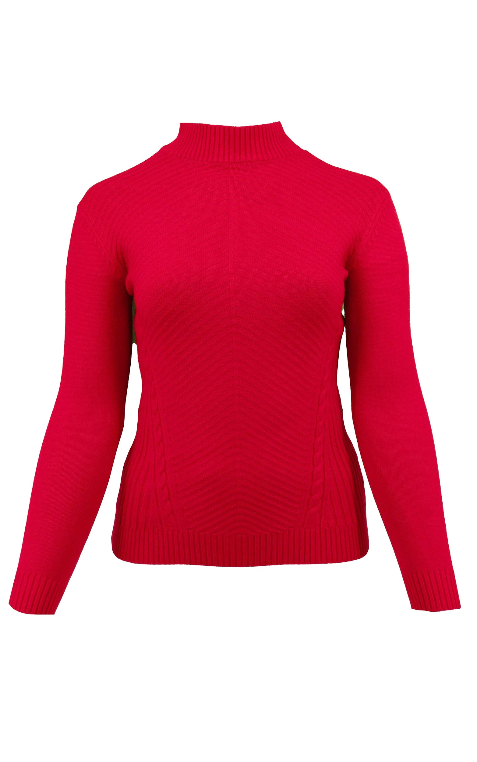 Roter Strickpullover mit leichtem Stehkragen