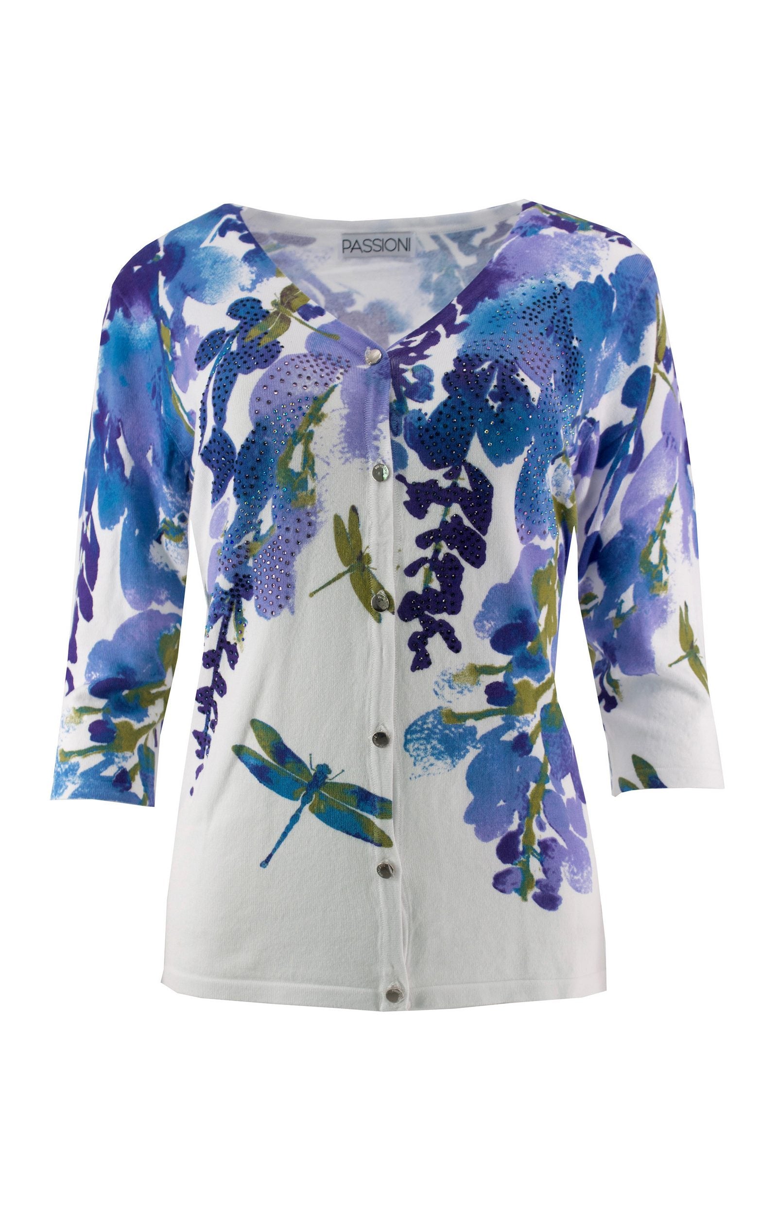 Twinset mit Blumenprint und Strasssteinen