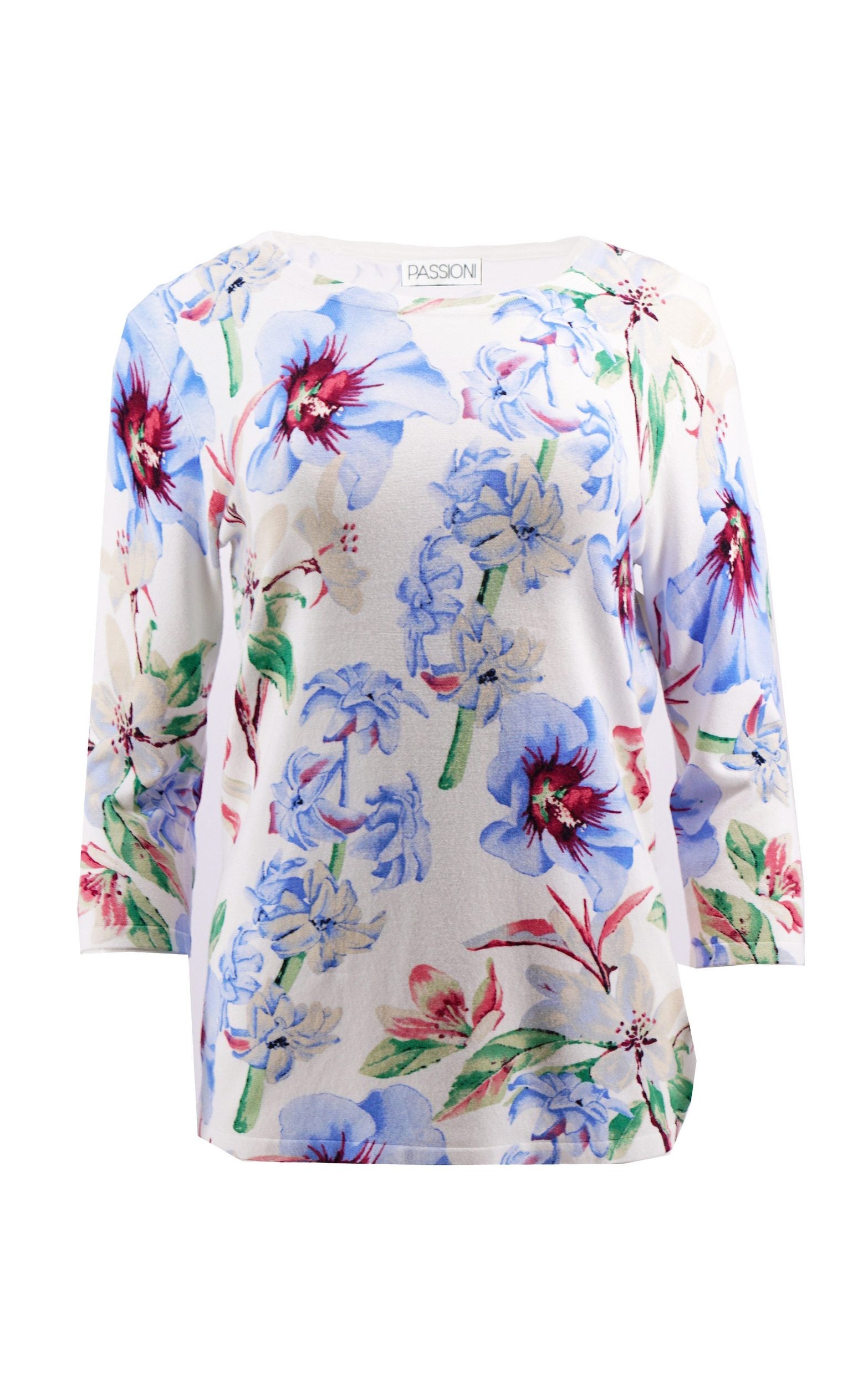 Pullover mit Blumenprint und 3/4-Ärmeln