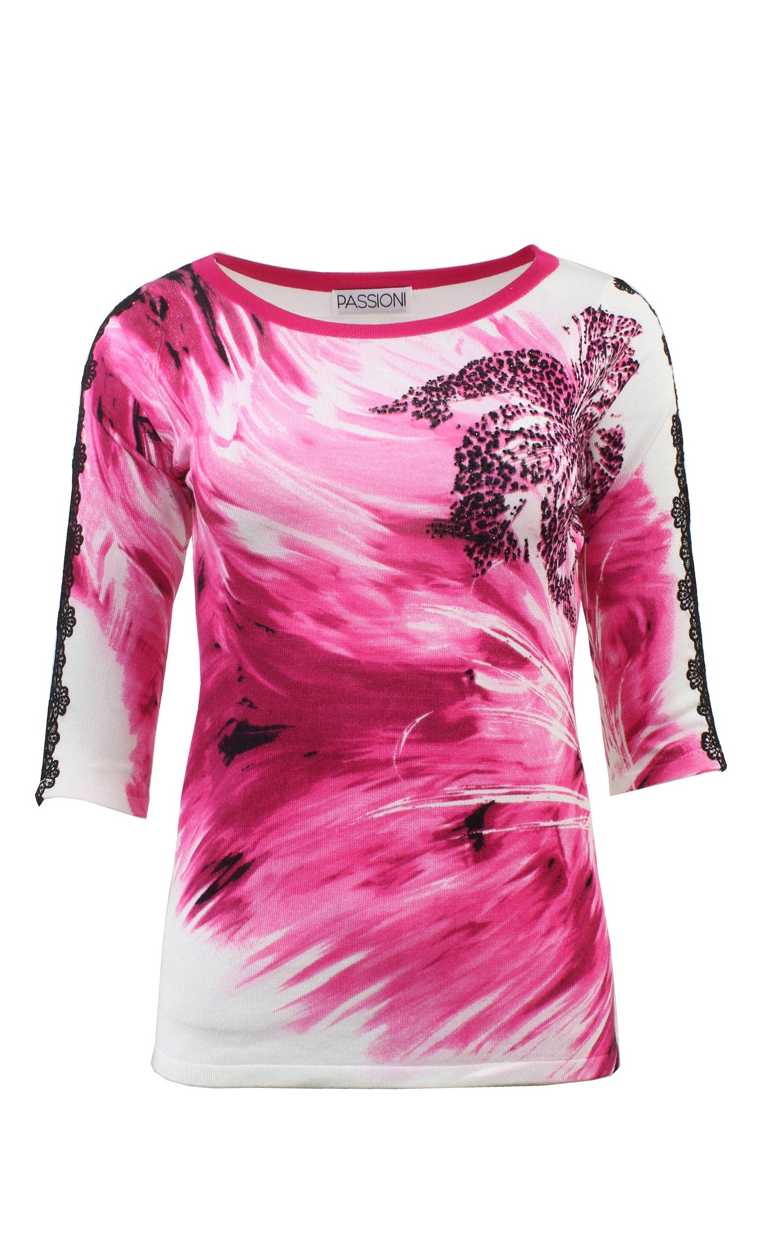 Sommerpullover mit rosa abstraktem Blumenprint