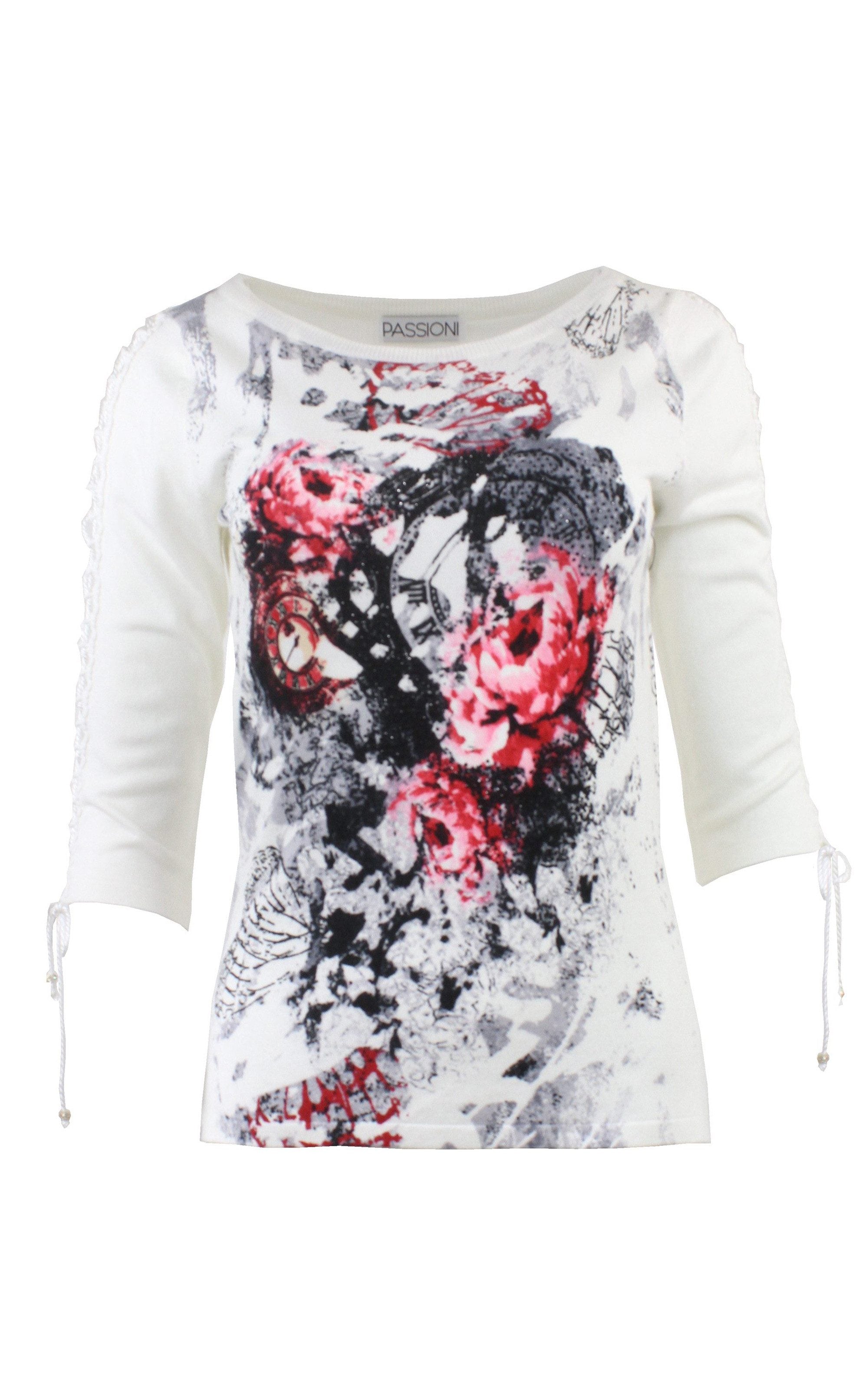 Shirt mit Rosen- und Schmetterlingsprint