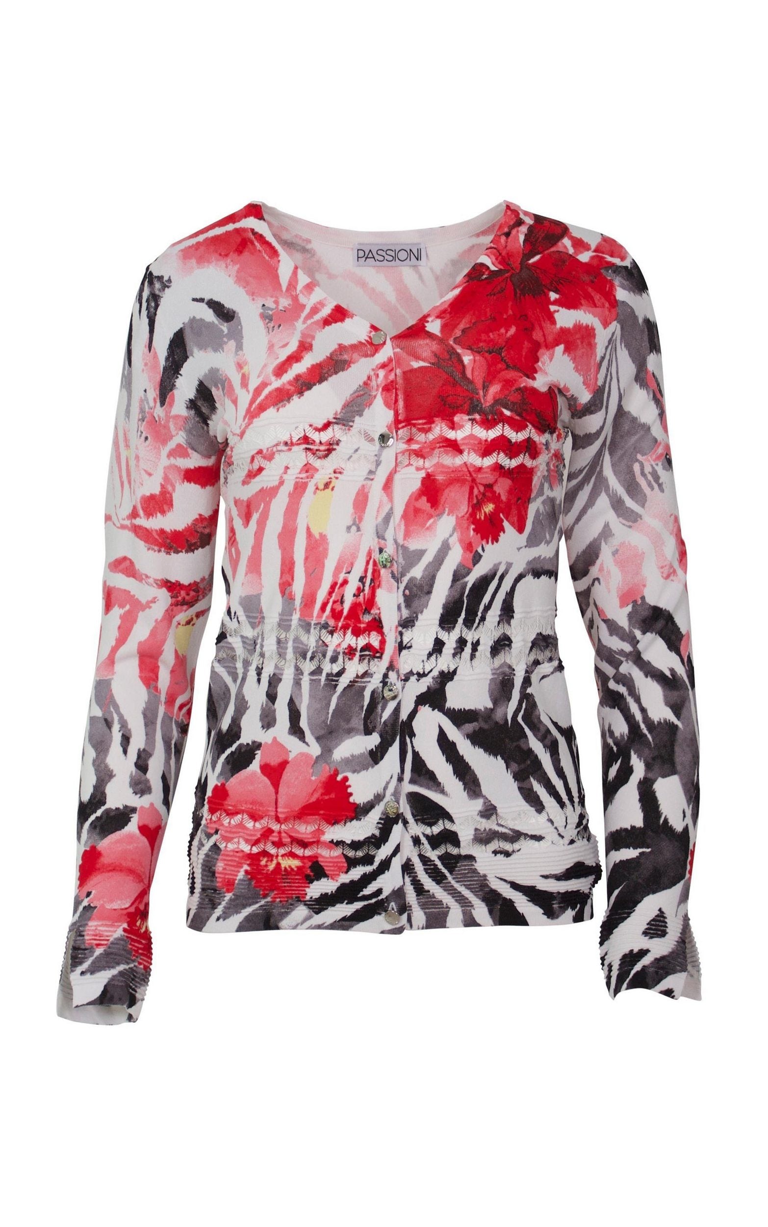 Twinset mit Ajourstrick und modernem Print