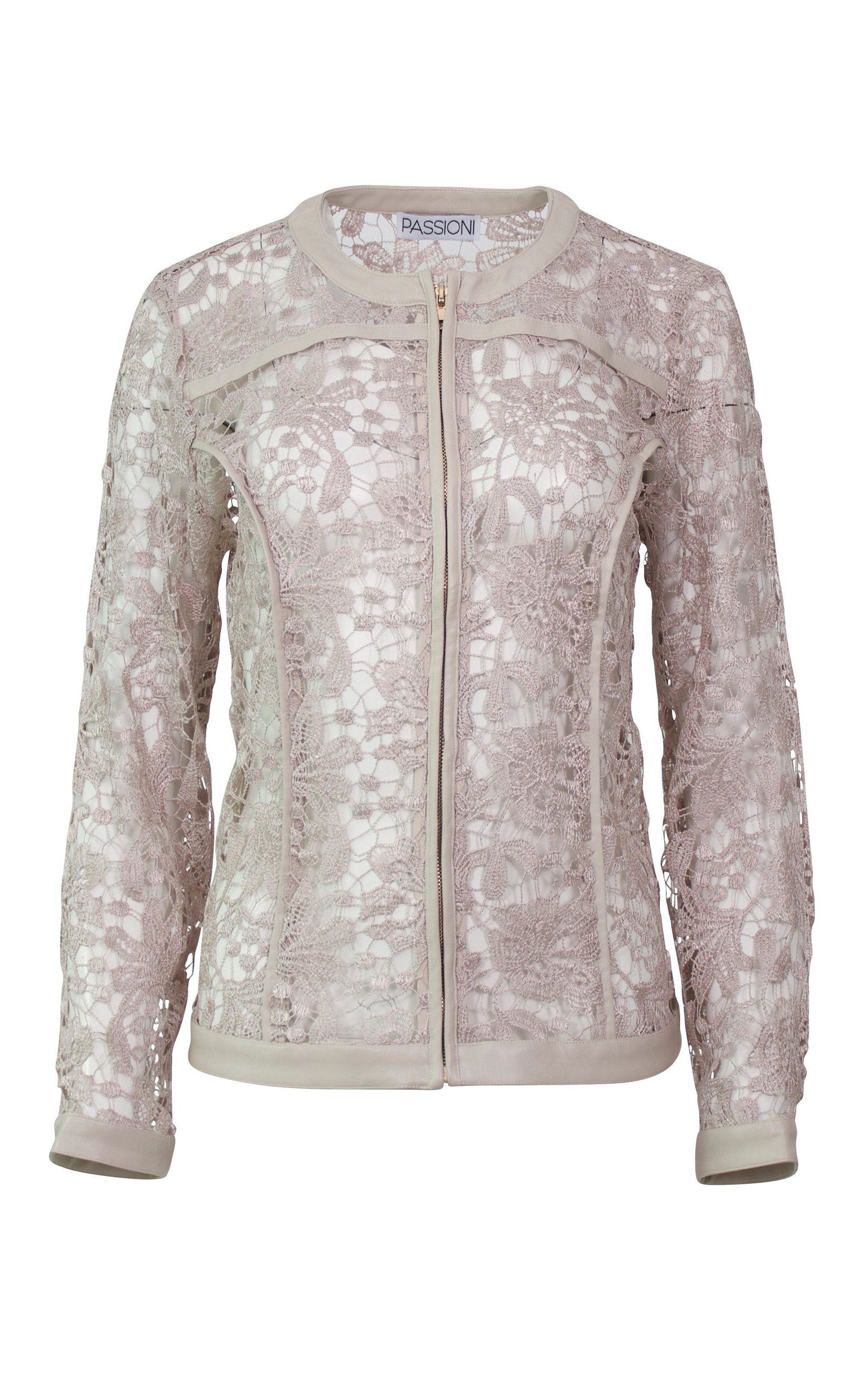 Jacke aus floraler Spitze in Beige