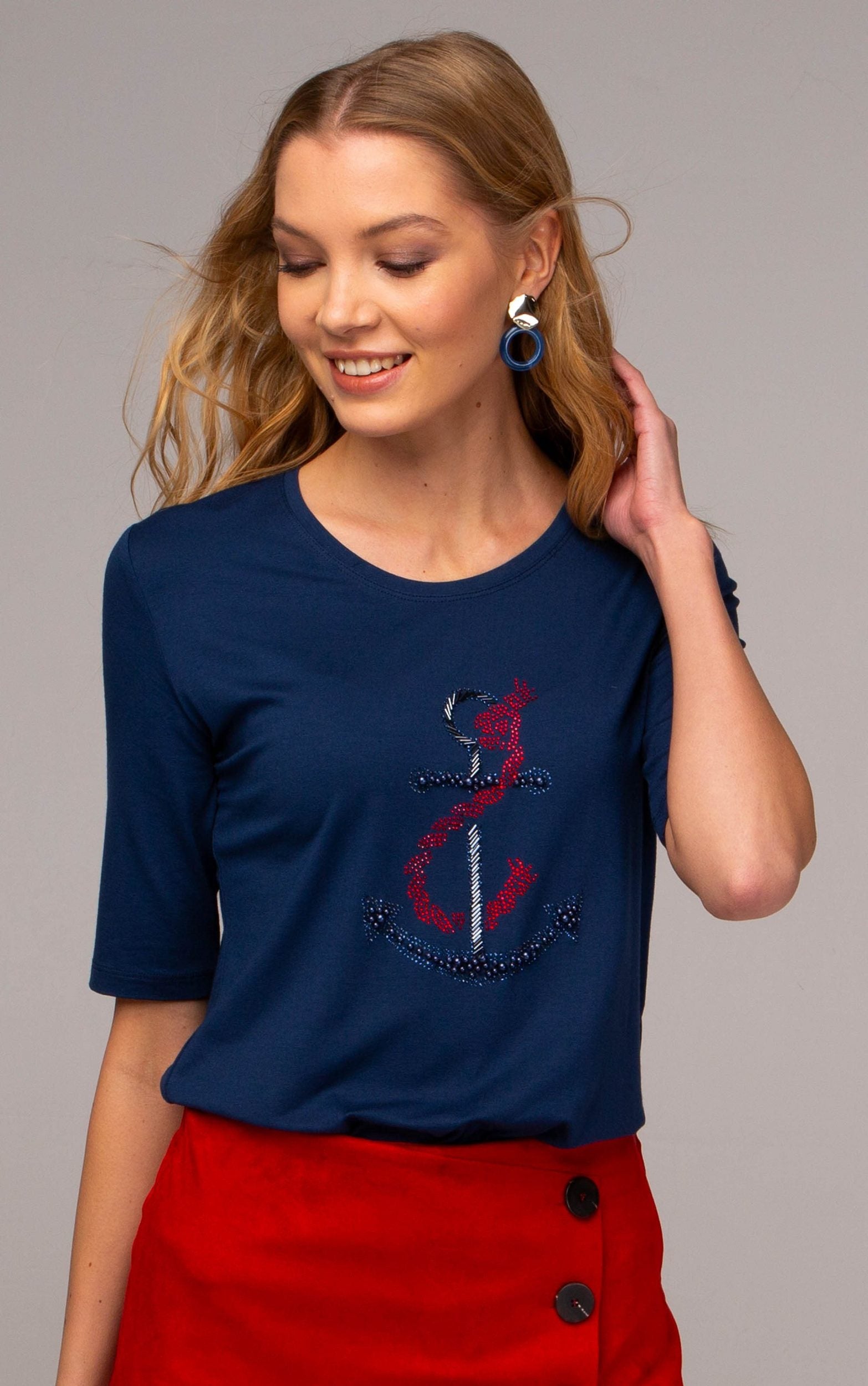 T-Shirt mit Anker Motiv