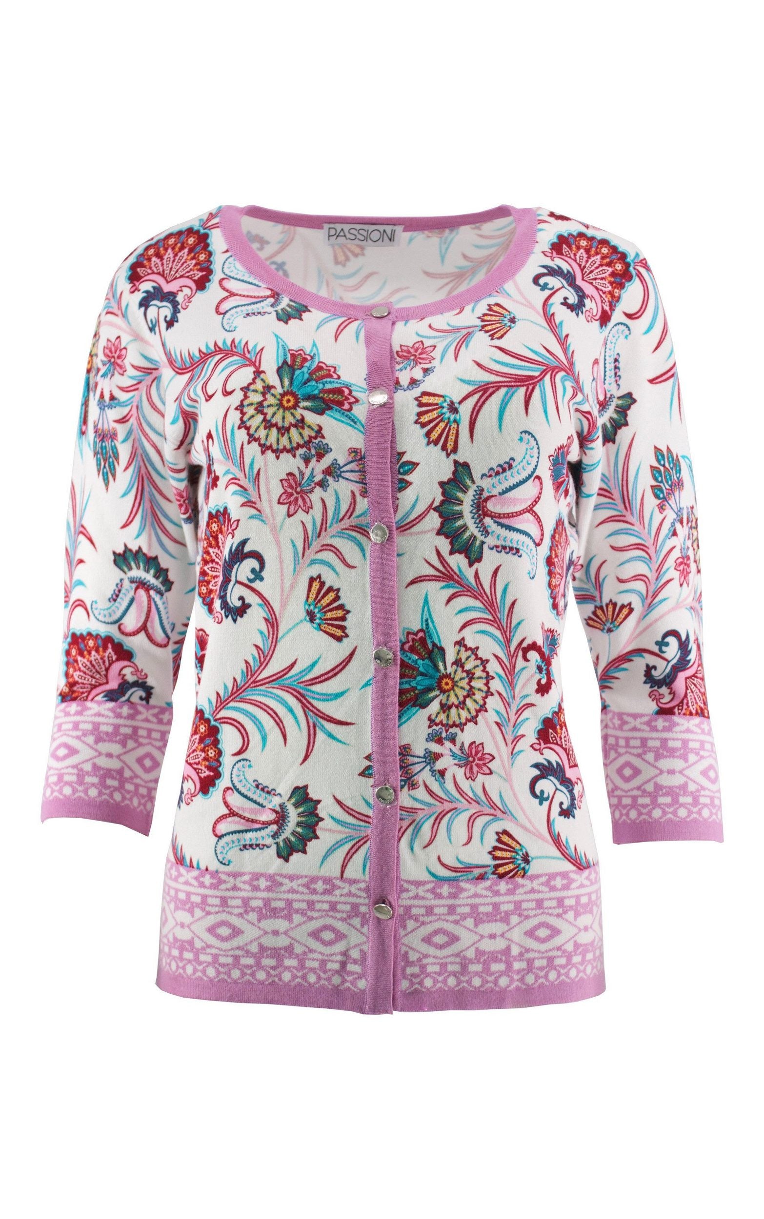 Strickjacke mit orientalischem Blumenmuster