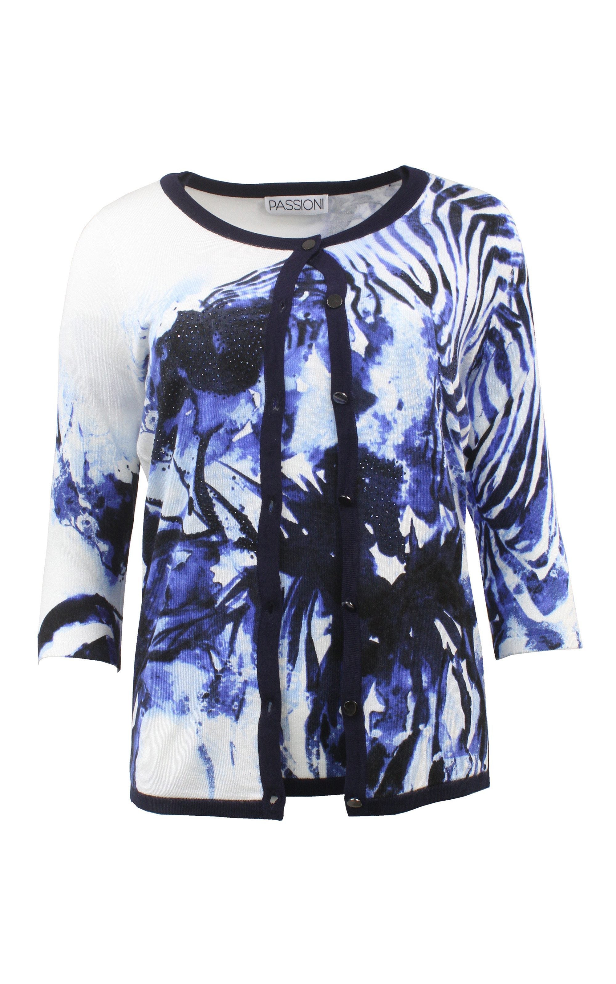 Twinset mit 3/4 Arm und abstraktem Design mit Zebra