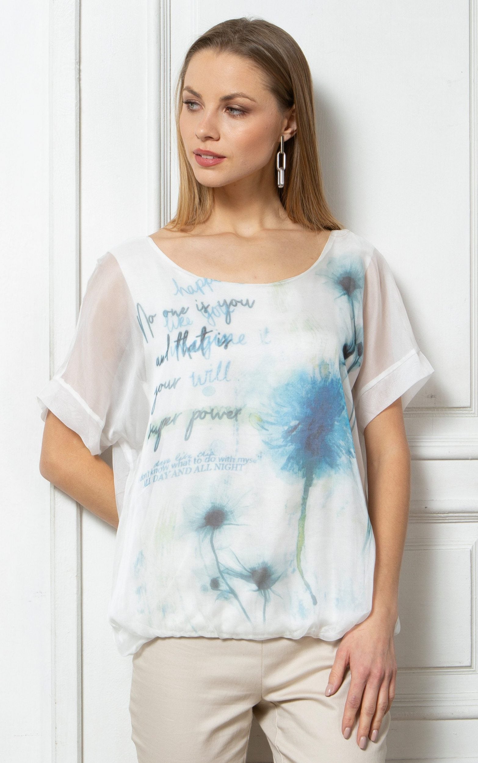 Chiffontunika mit Blumenmuster