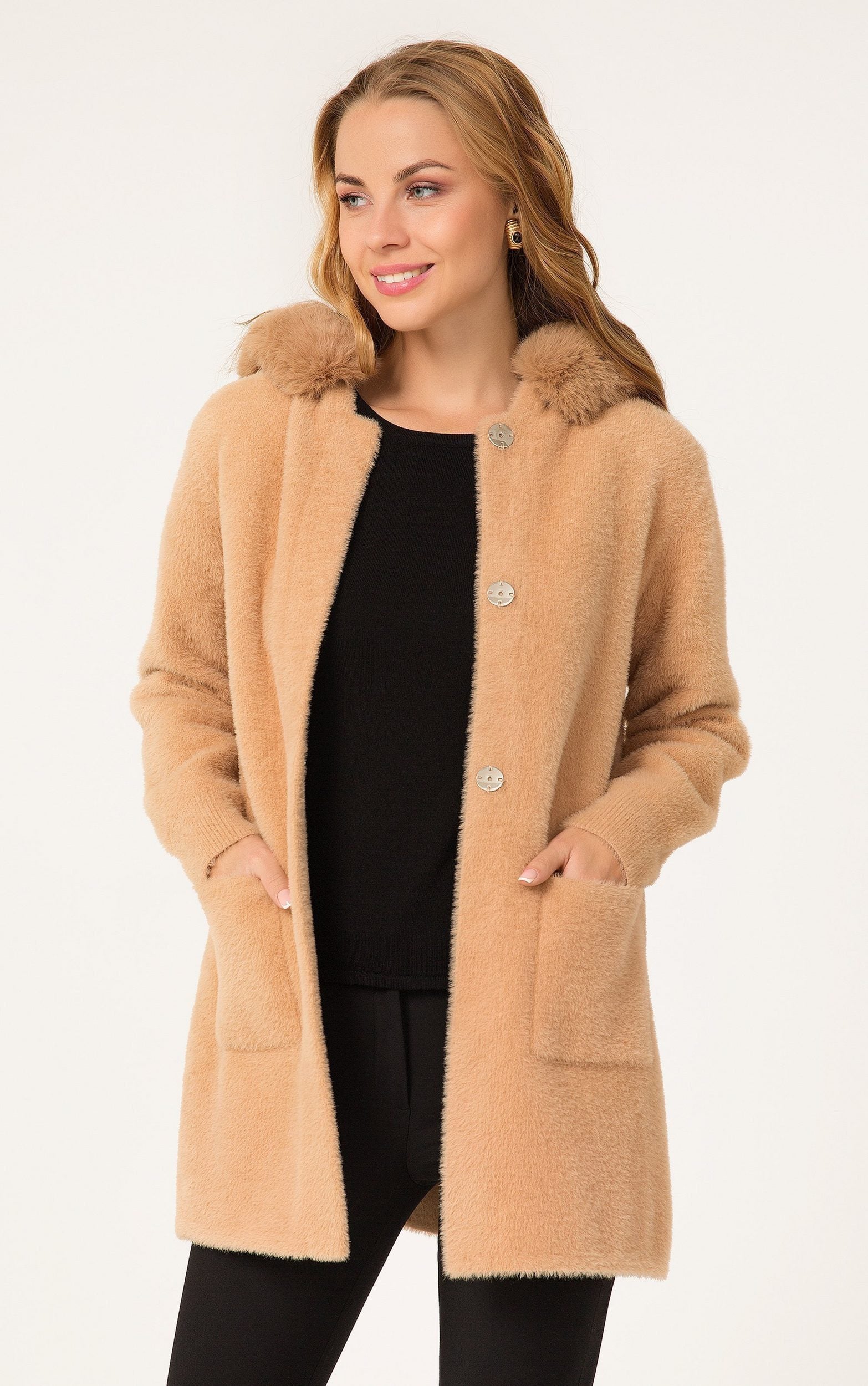 Winterjacke mit weicher Webpelz-Kapuze