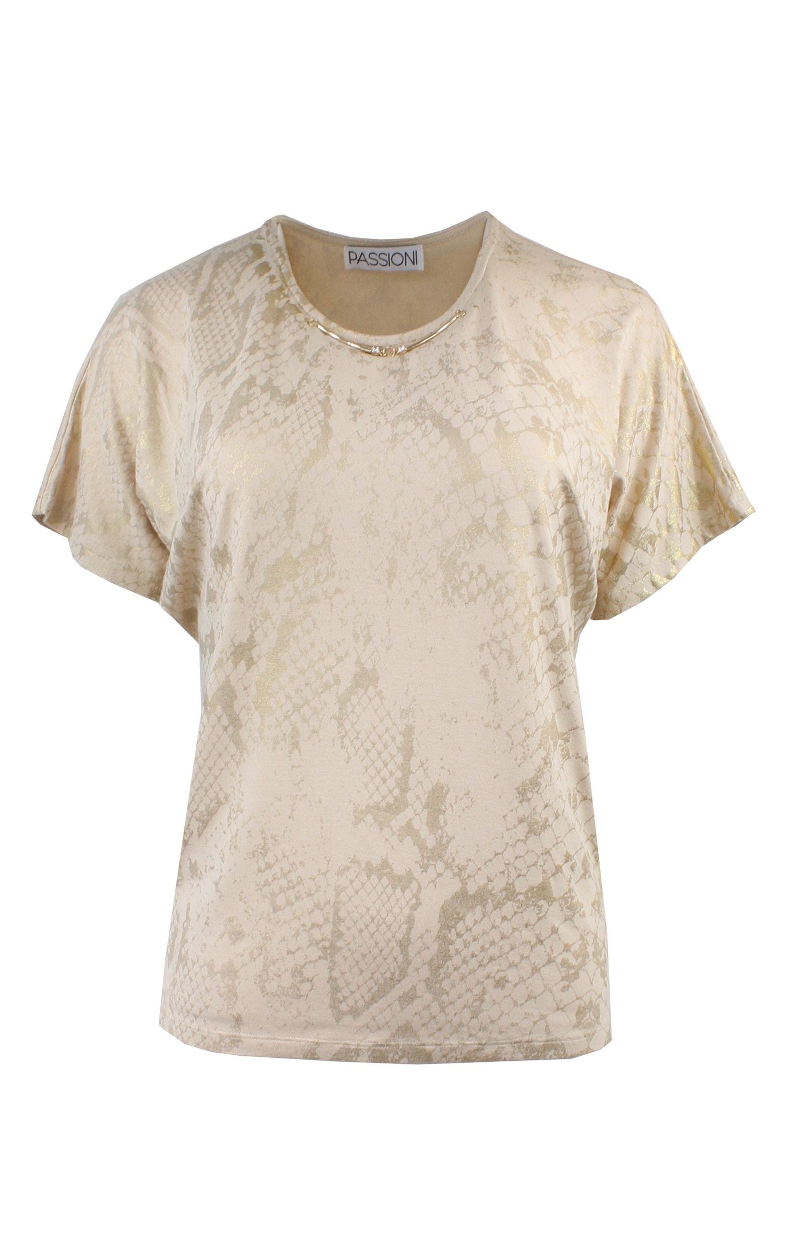 T-Shirt mit metallischem Schlangen-Print