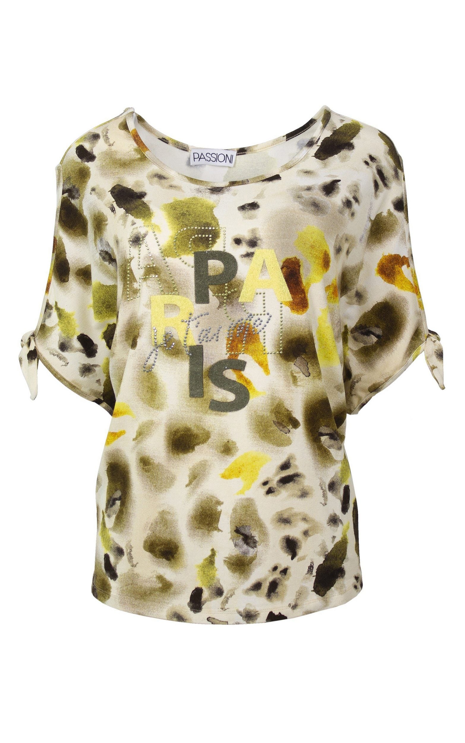 T-Shirt mit Animal-Print und Strassdetails