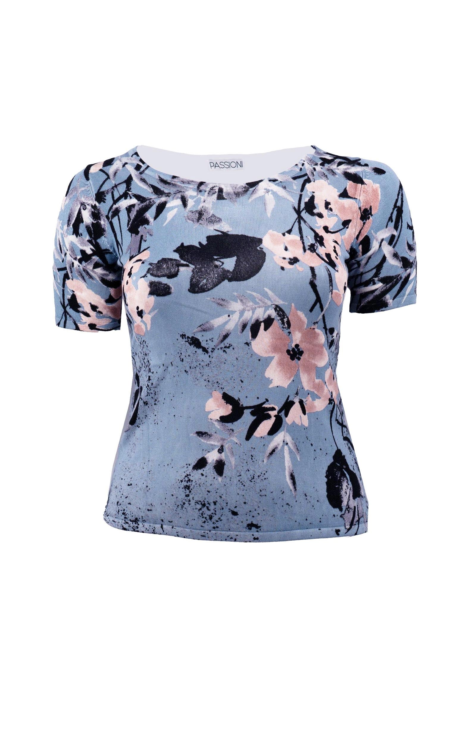 Twinset mit blauem Blumendruck