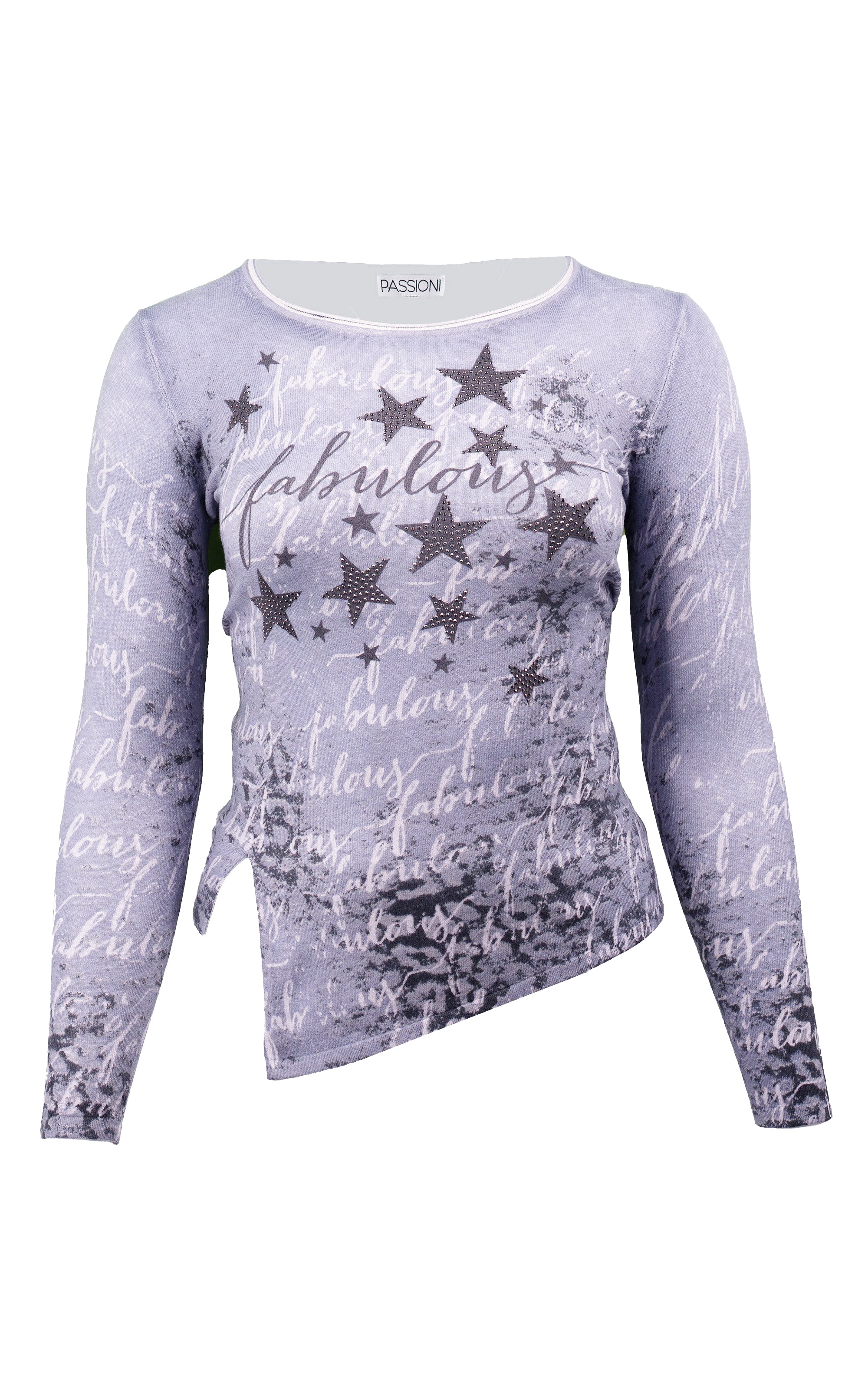 Strickpullover mit Sternenmuster und Strassdetails