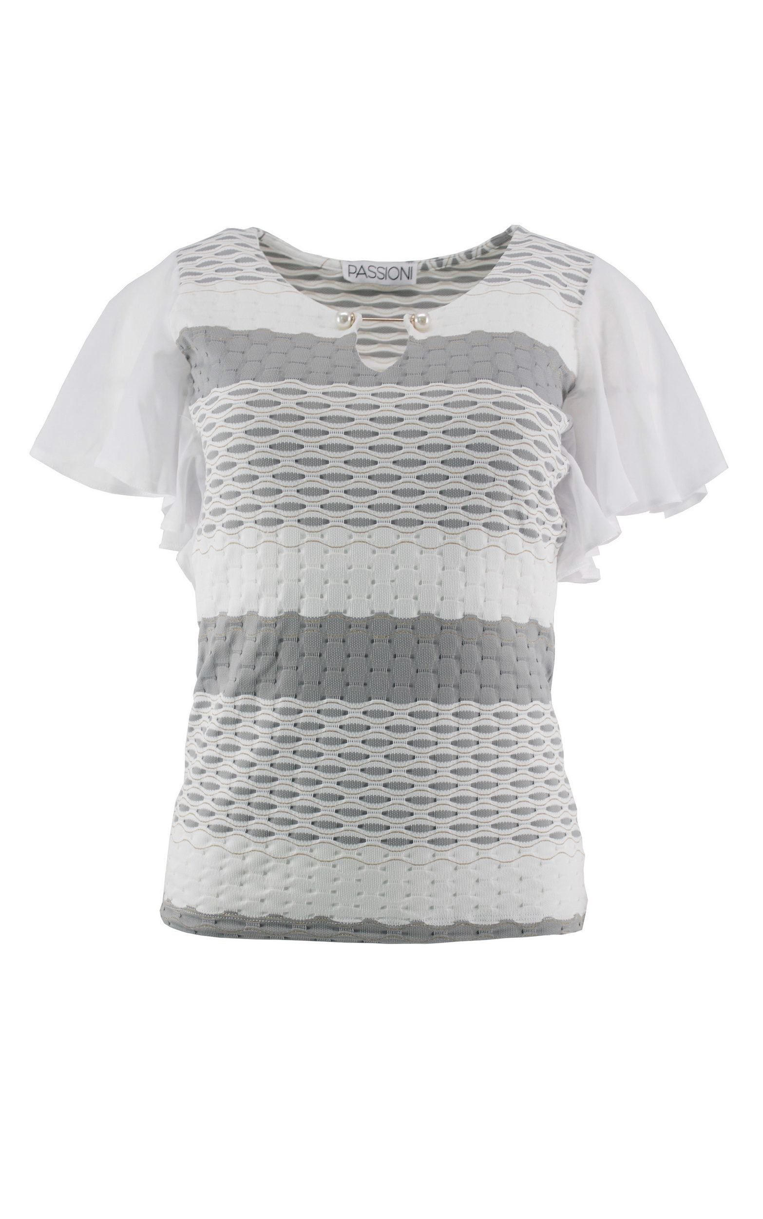 T-Shirt mit Flügelärmeln und Perlendetail