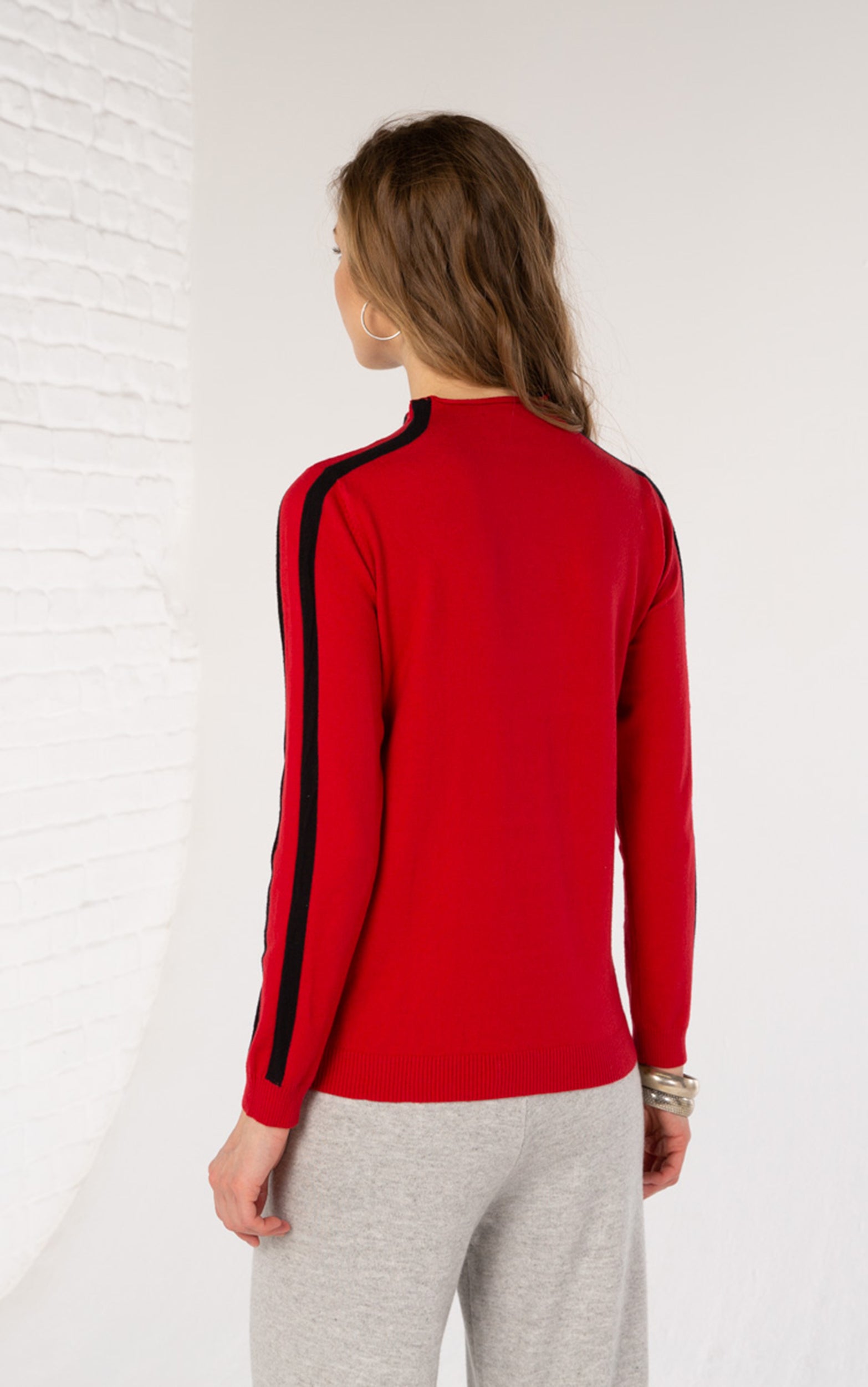 Strickpullover in Rot mit Leopardenmuster und „My Love Forever“-Schriftzug