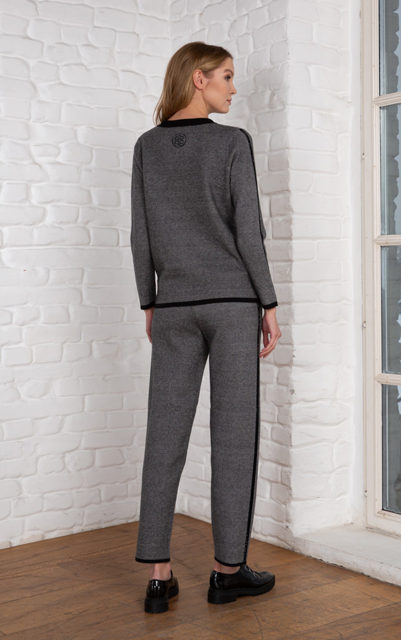 Strickhose in Grau mit Kordelzug
