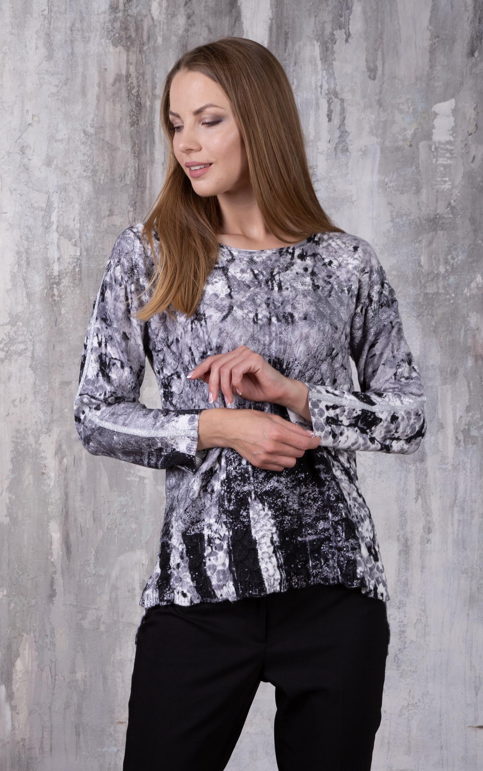 Strickpullover mit abstraktem Print