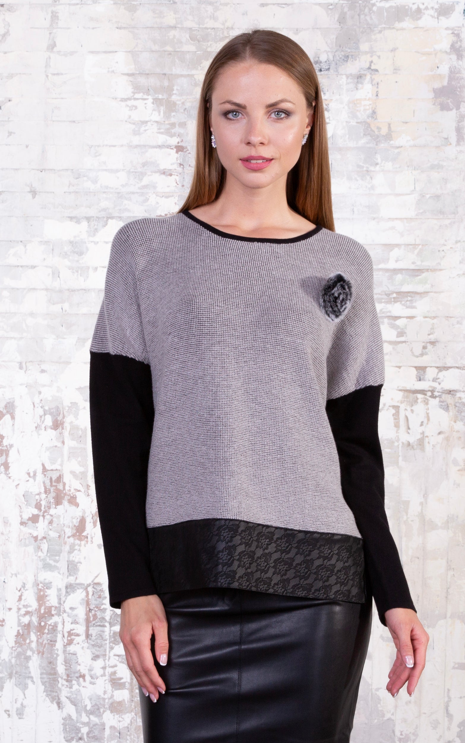 Strickpullover mit Bommeldetail