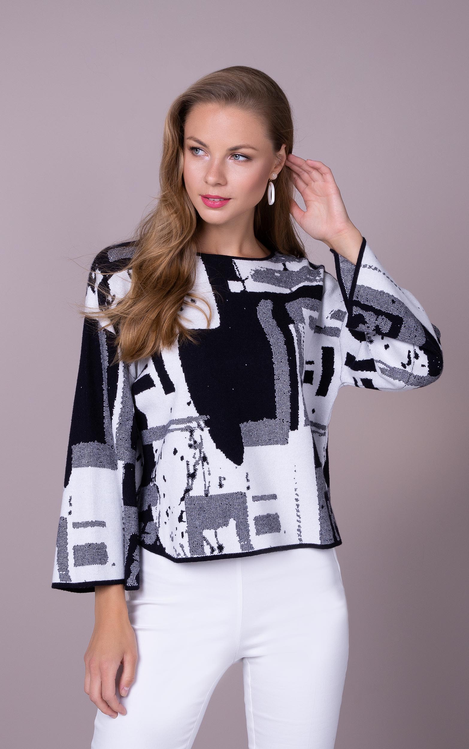 Kastenförmiger Pullover mit grafischem Jacquard