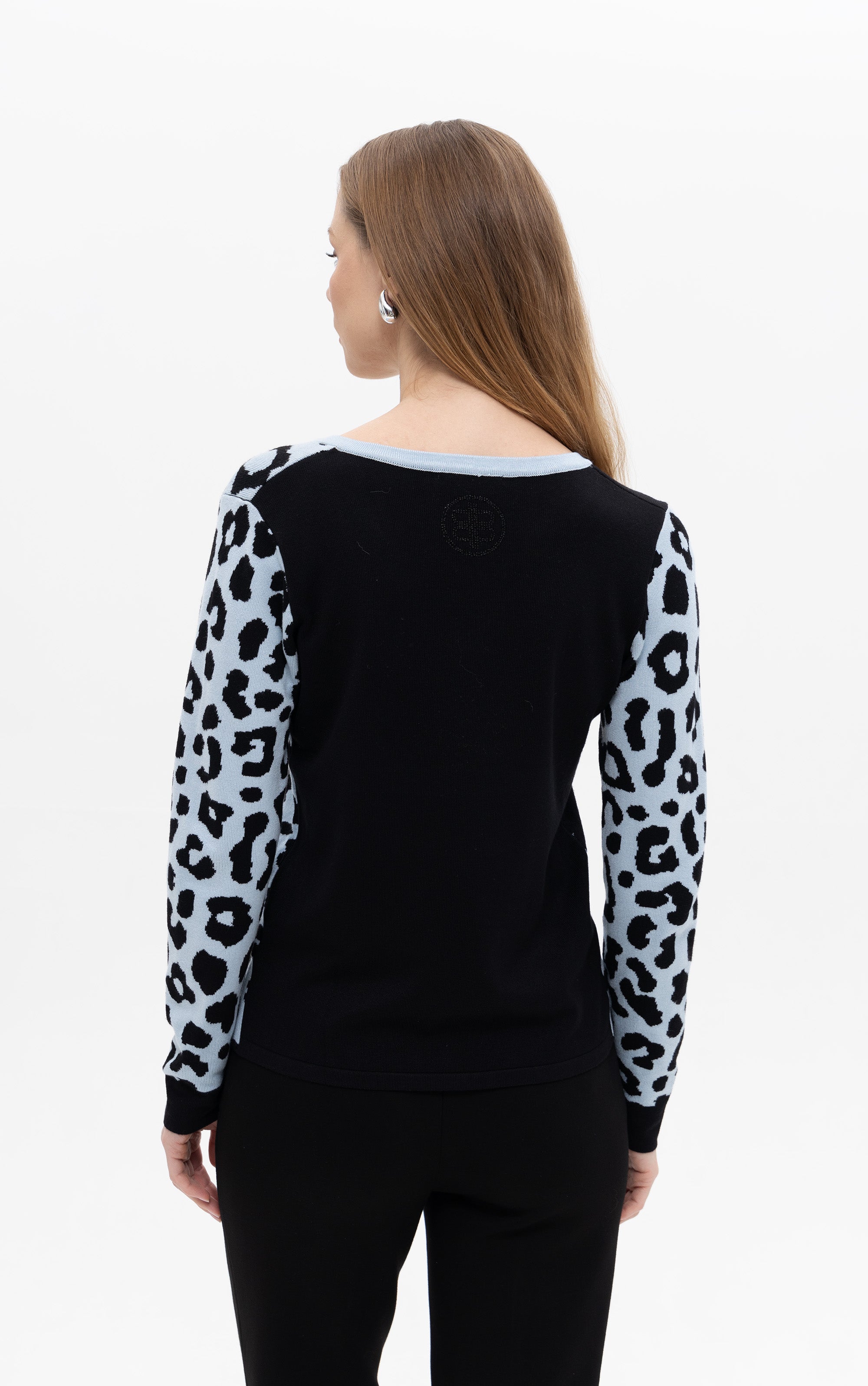 Pullover im Colorblock mit Animalprint
