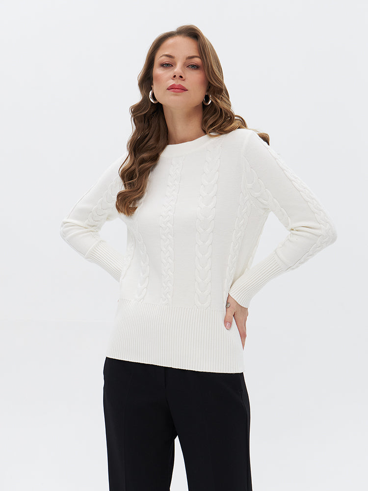 Pullover mit Ripp- und Zopfstrick