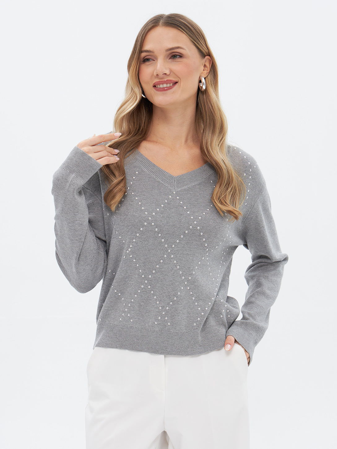 Pullover mit Perlenapplikation