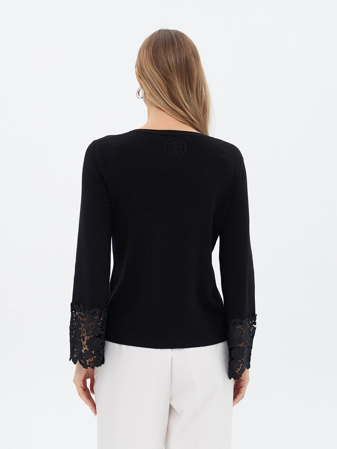 Strickpullover mit Spitzenärmel
