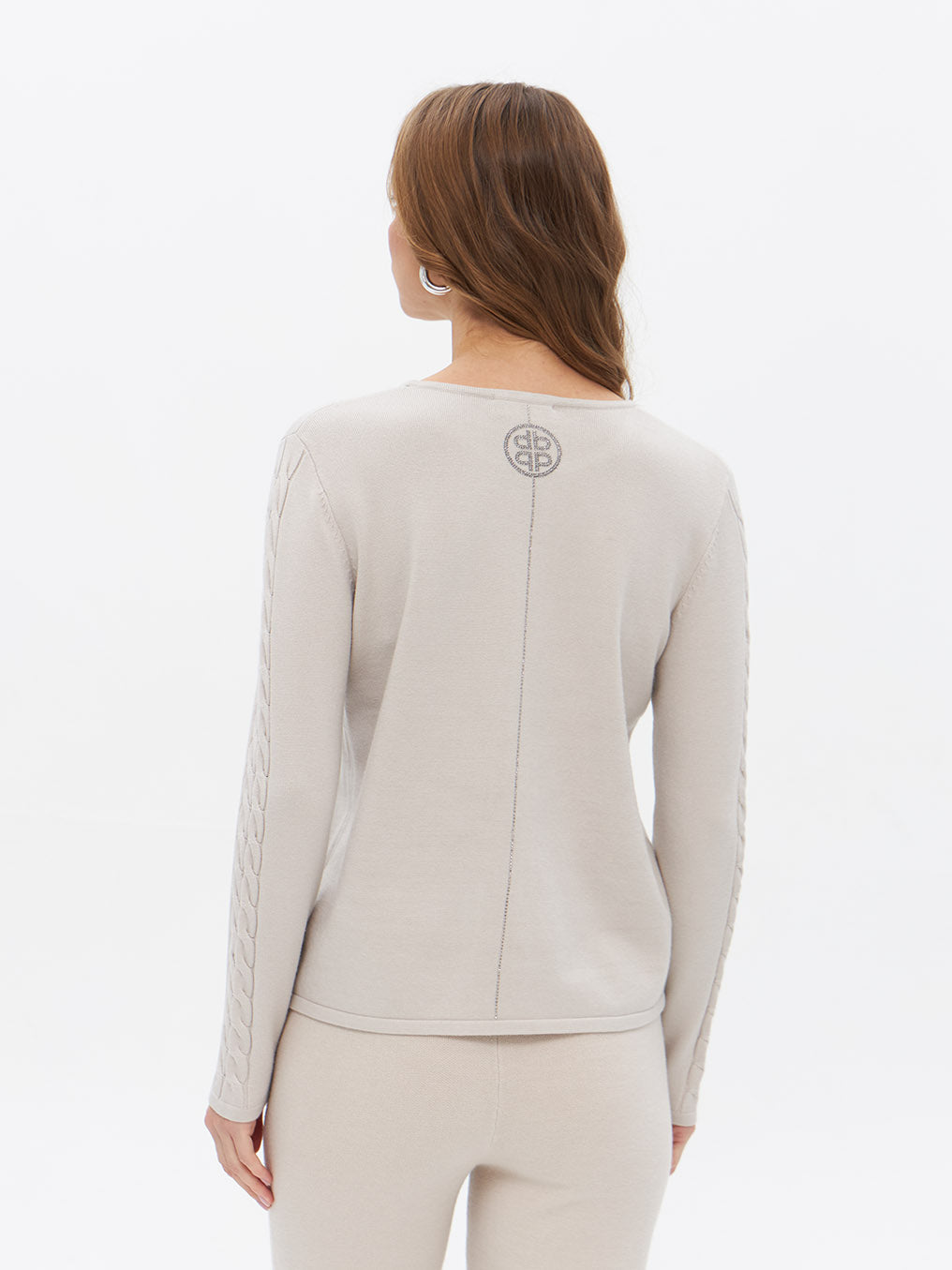 Strickpullover mit Zopfstrick-Streifen