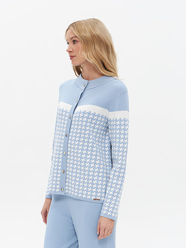 Cardigan mit Hahnentrittmuster