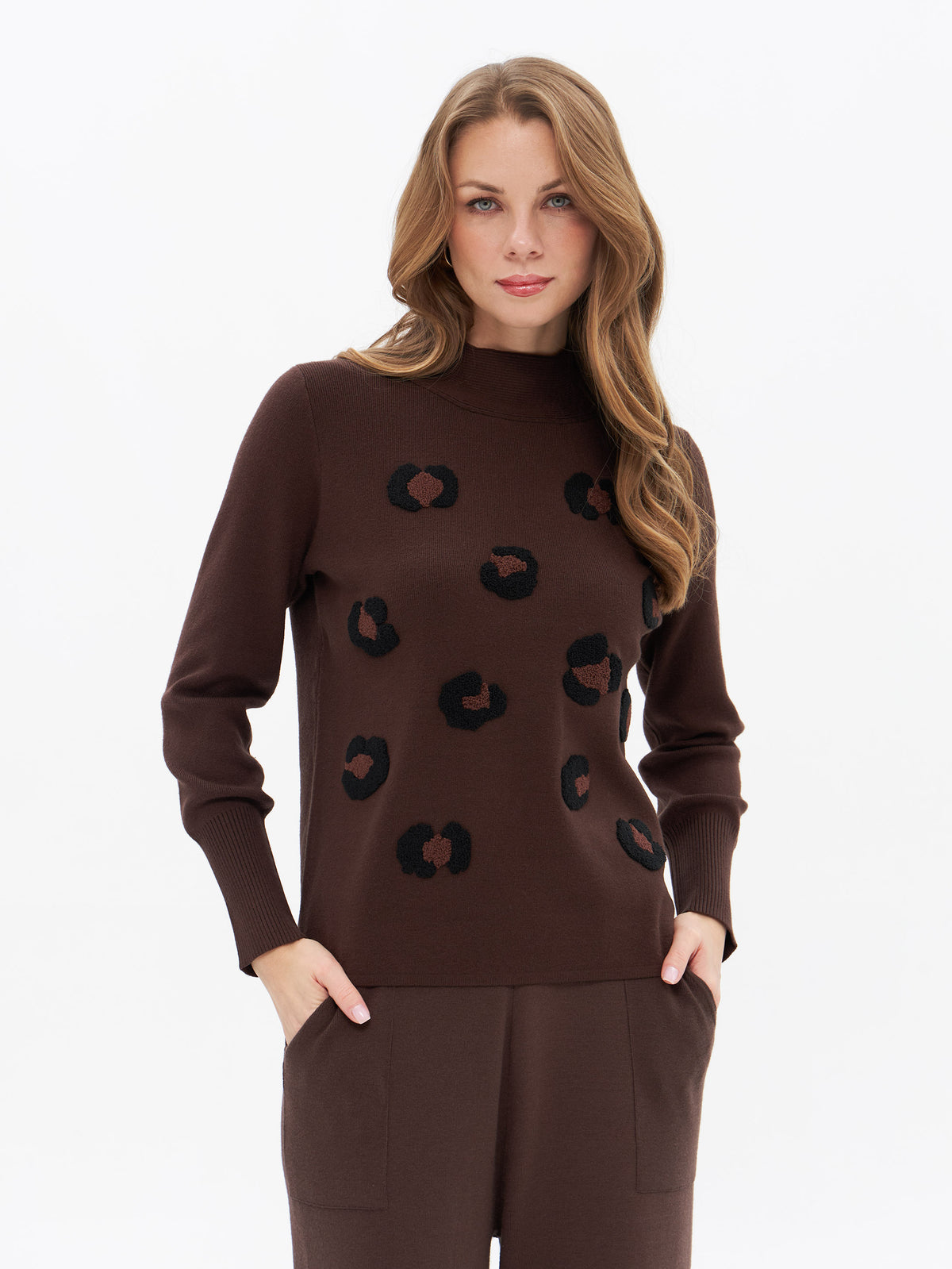 Strickpullover mit Leoparden Details