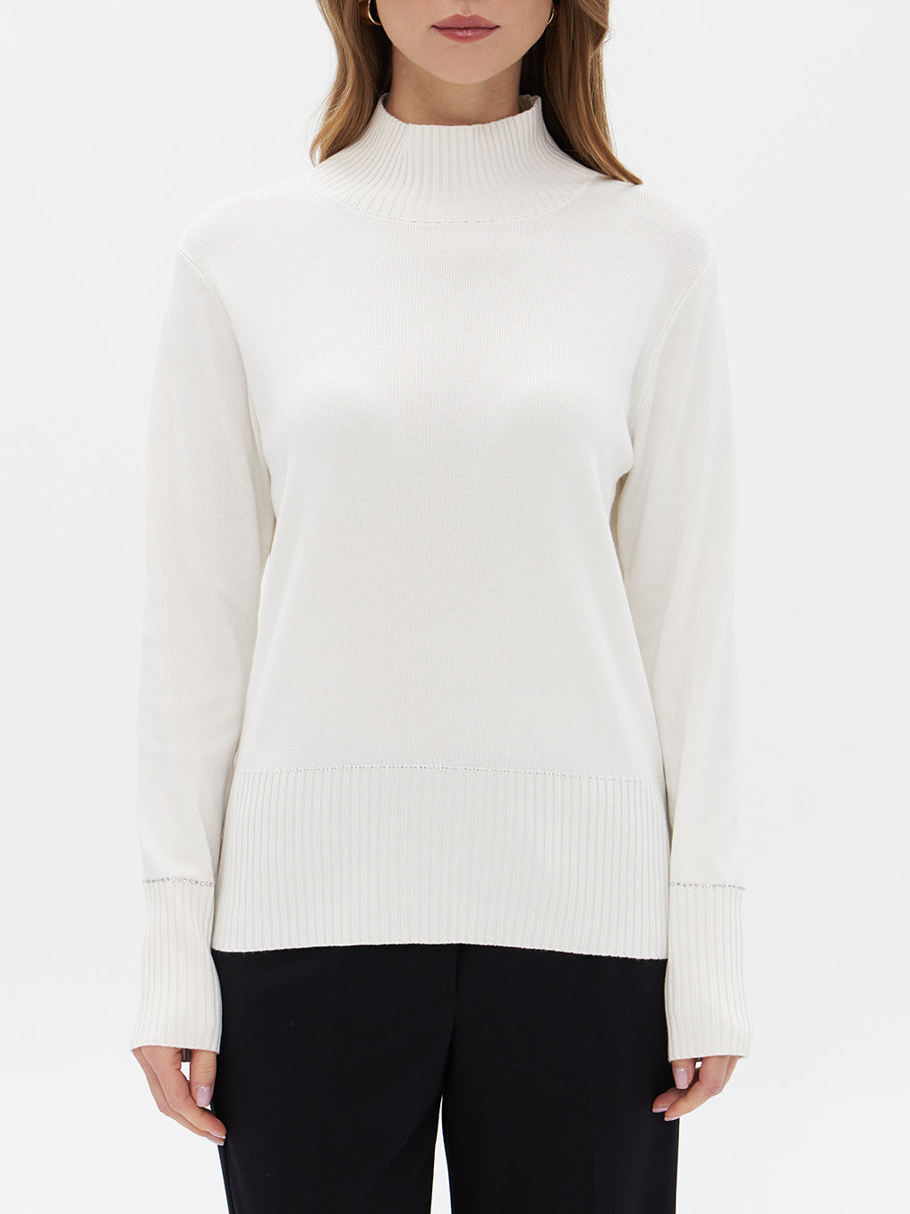 Pullover mit Feinstrick und Stehkragen