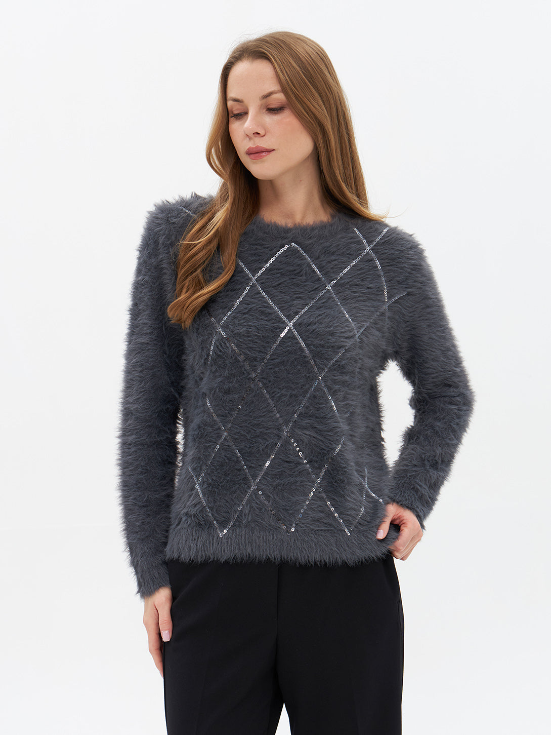 Pullover mit Rauten-Gittermuster