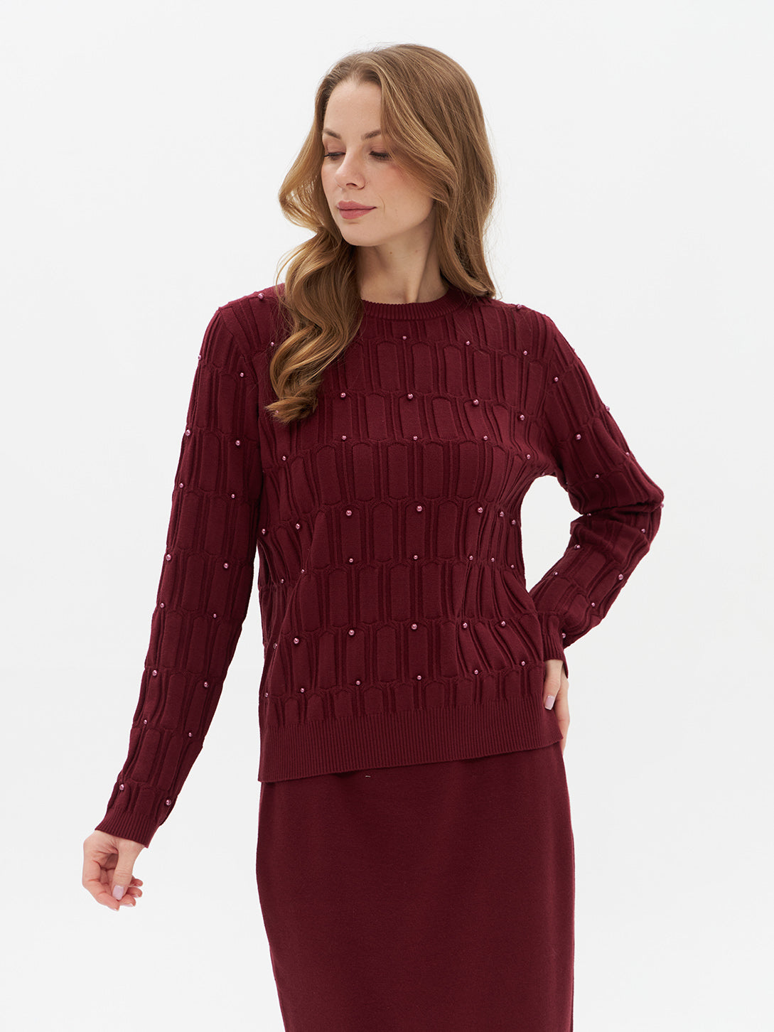 Pullover mit Perlen Details