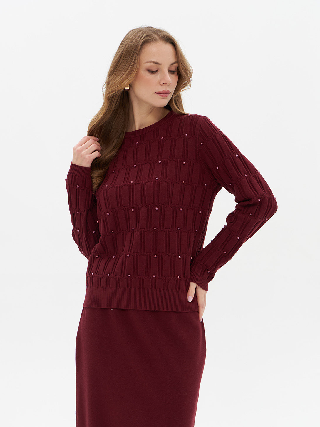 Pullover mit Perlen Details