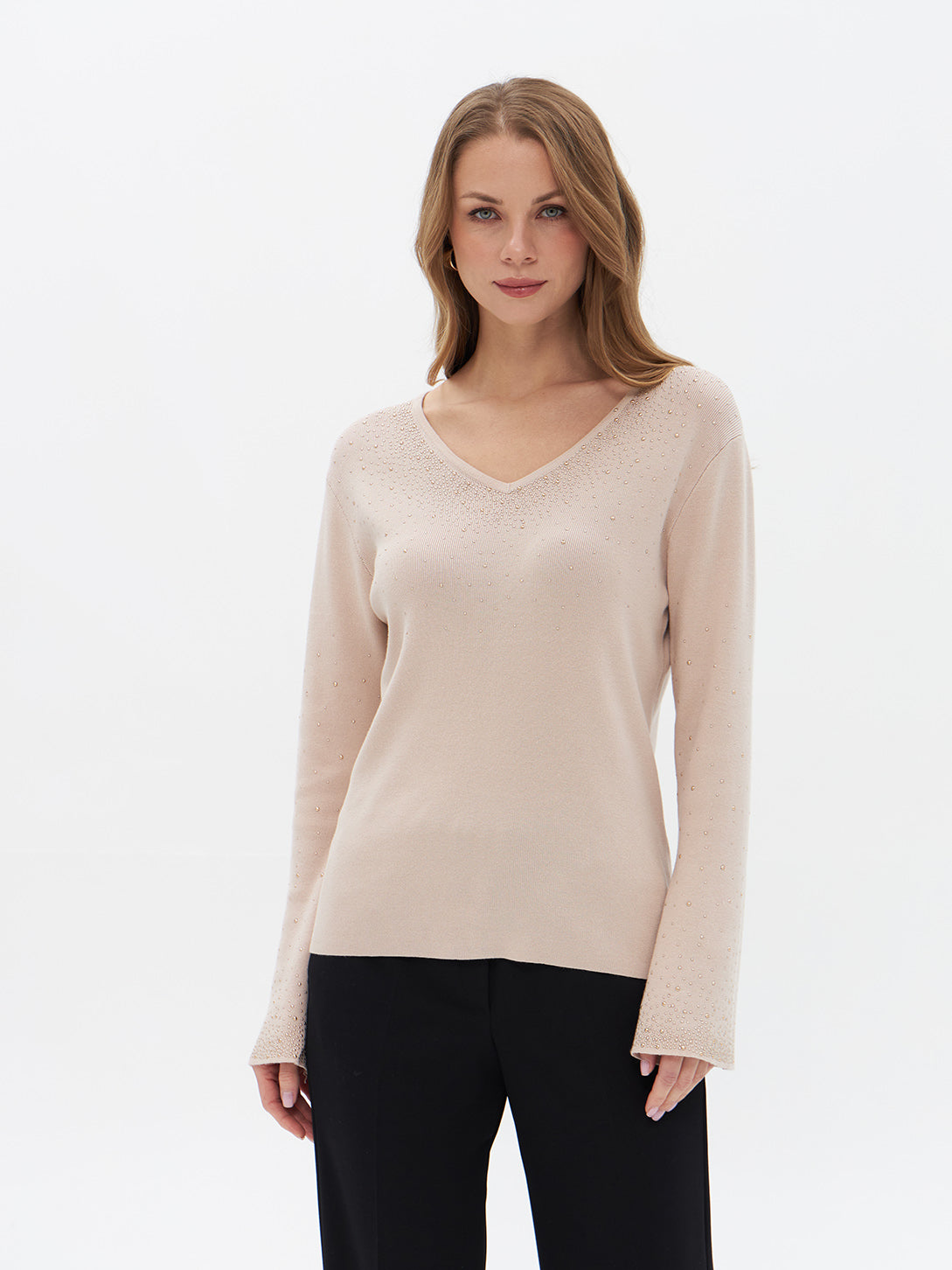 Strickpullover mit ausgestellten Ärmeln