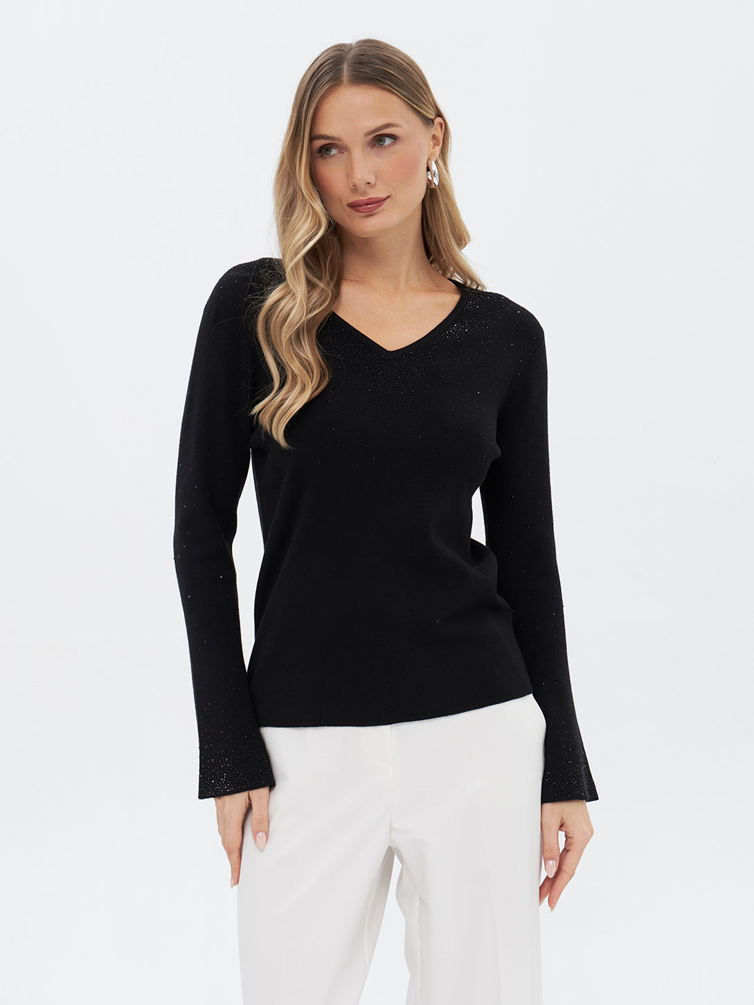 Strickpullover mit ausgestellten Ärmeln