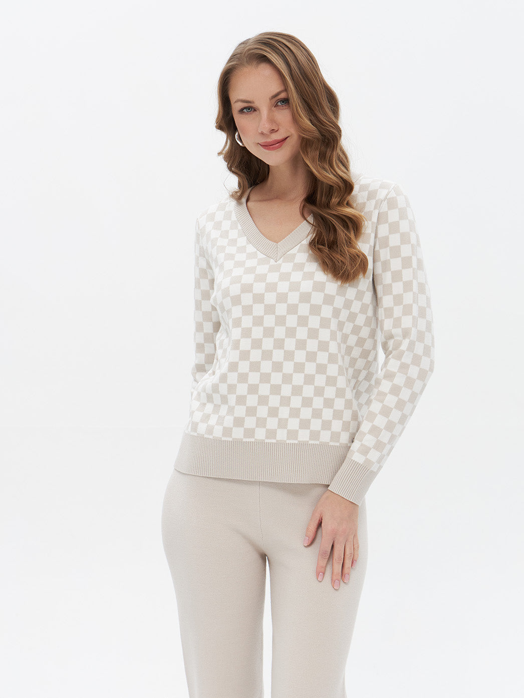 Pullover mit Schachbrett-Muster