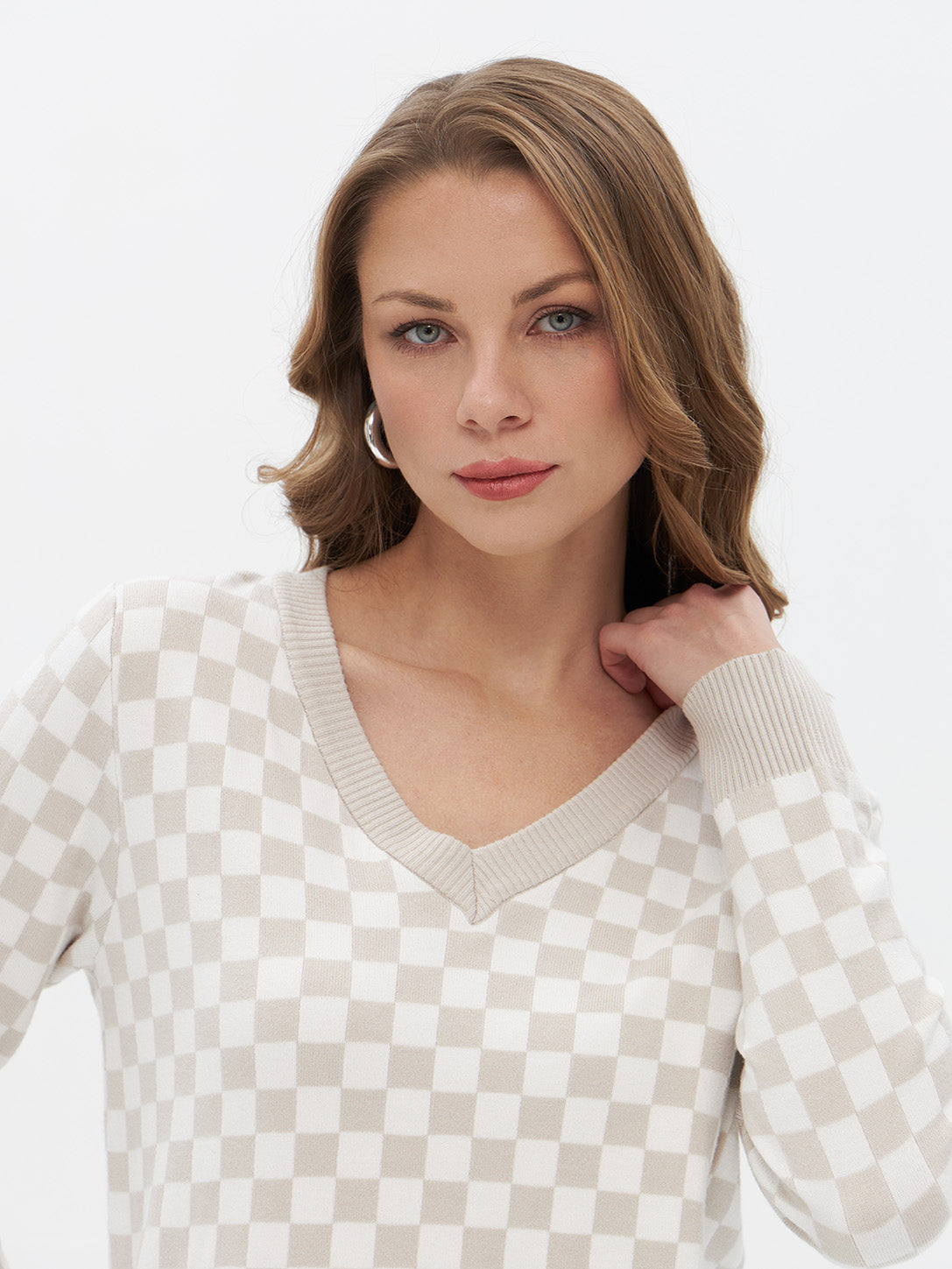 Pullover mit Schachbrett-Muster