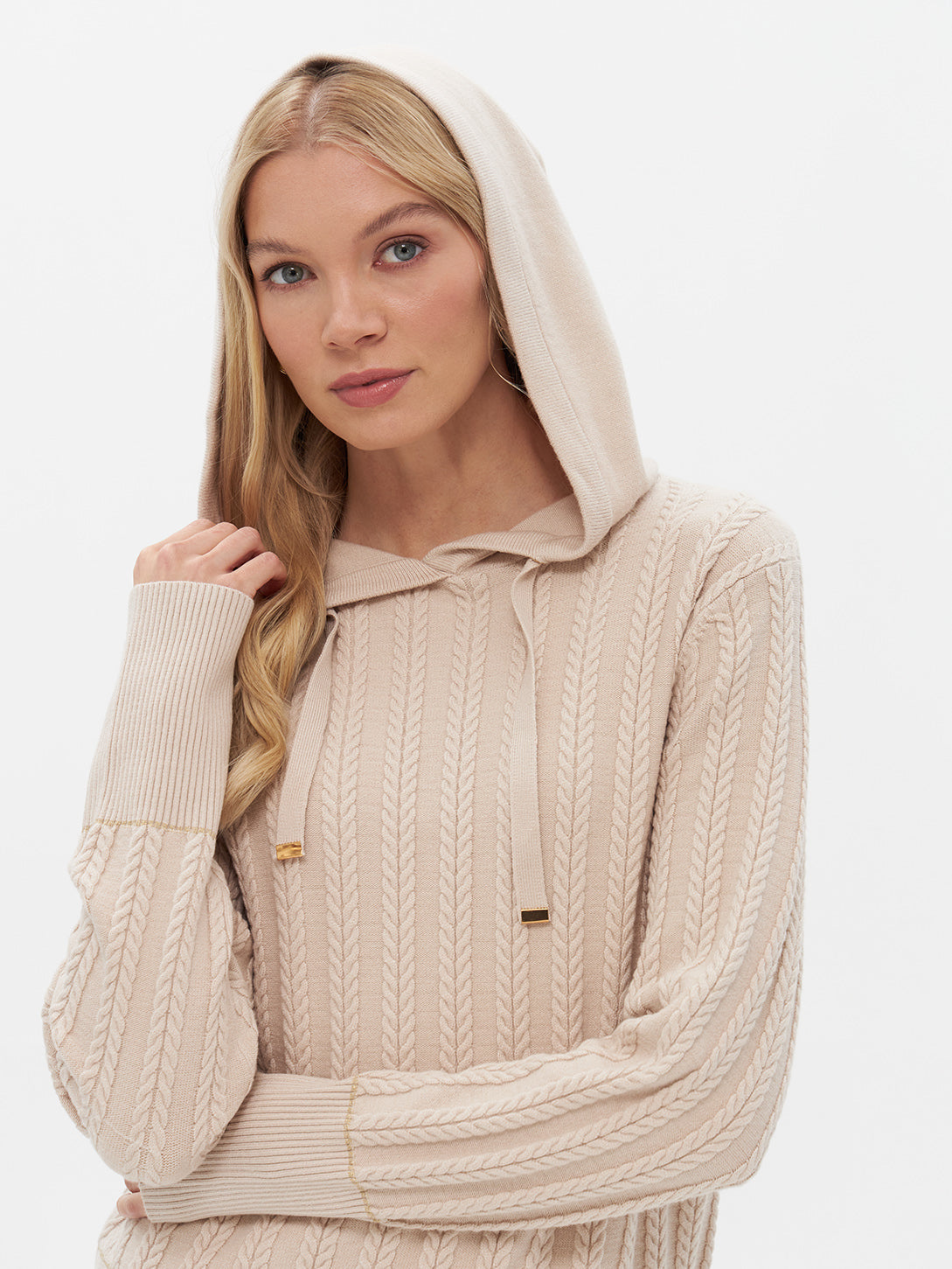 Kapuzenpullover mit Rippstrick-Muster