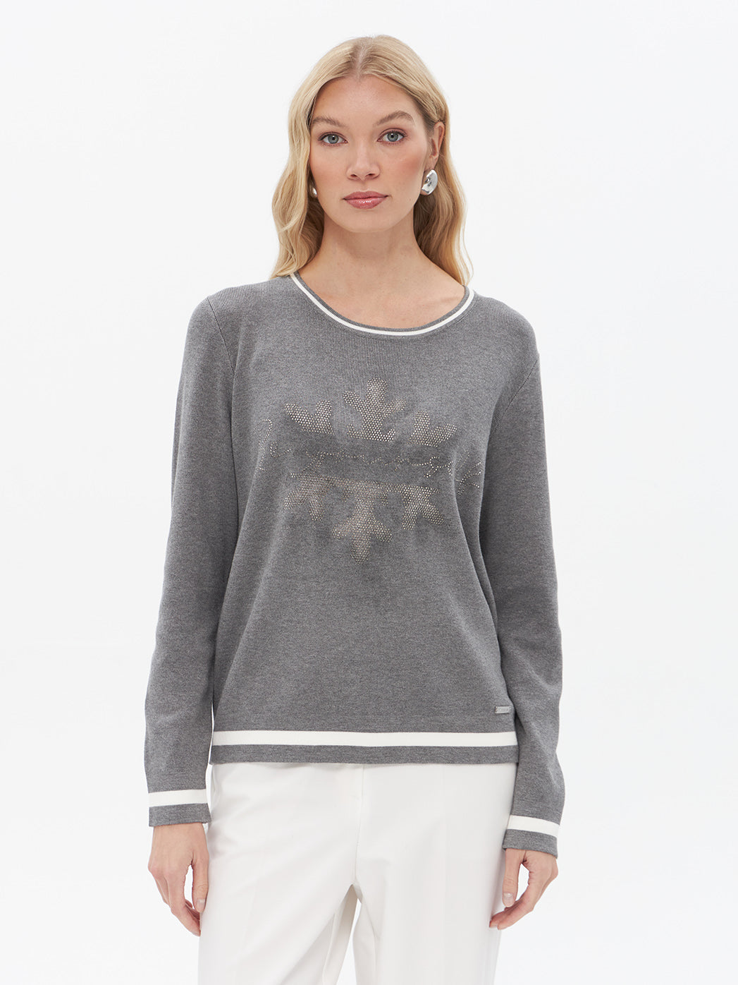 Strickpullover mit Glitzer Schneeflocke