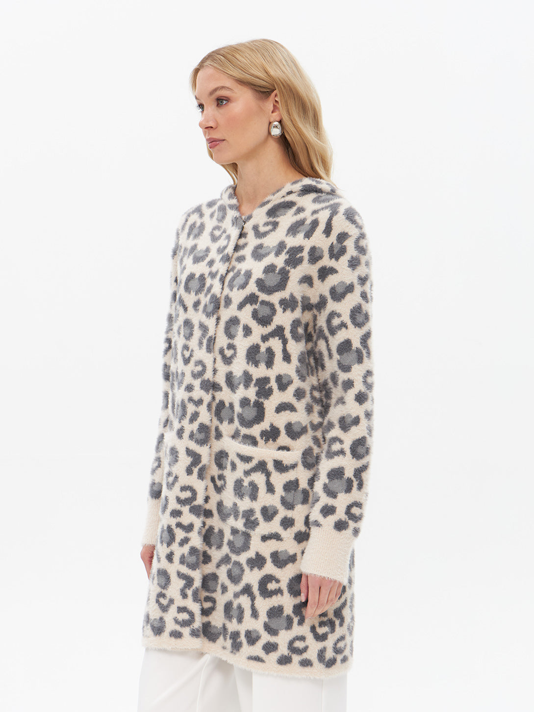 Mantel in beige mit Leopardenmuster