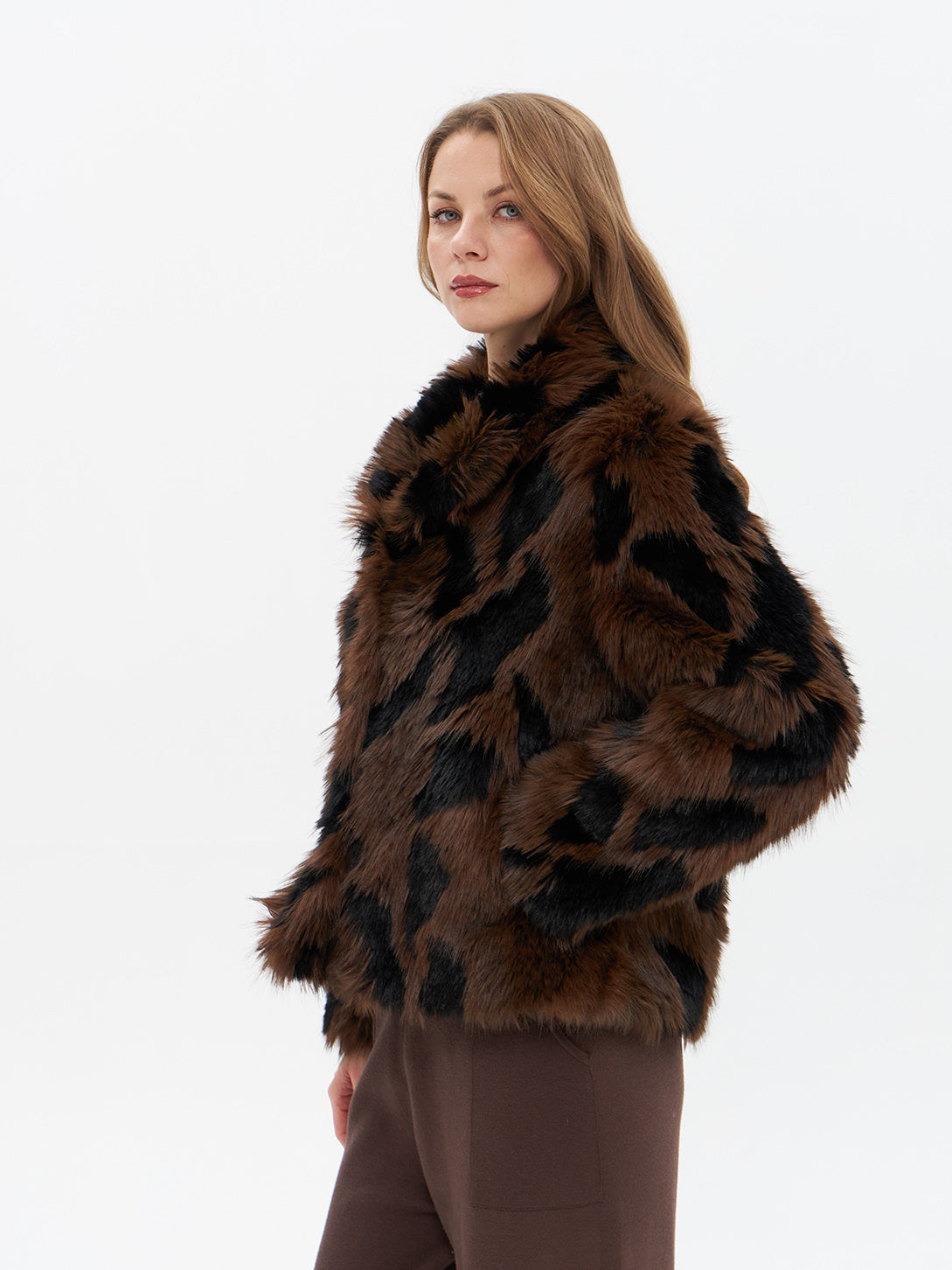 Jacke in flauschiger Kunstfell-Optik