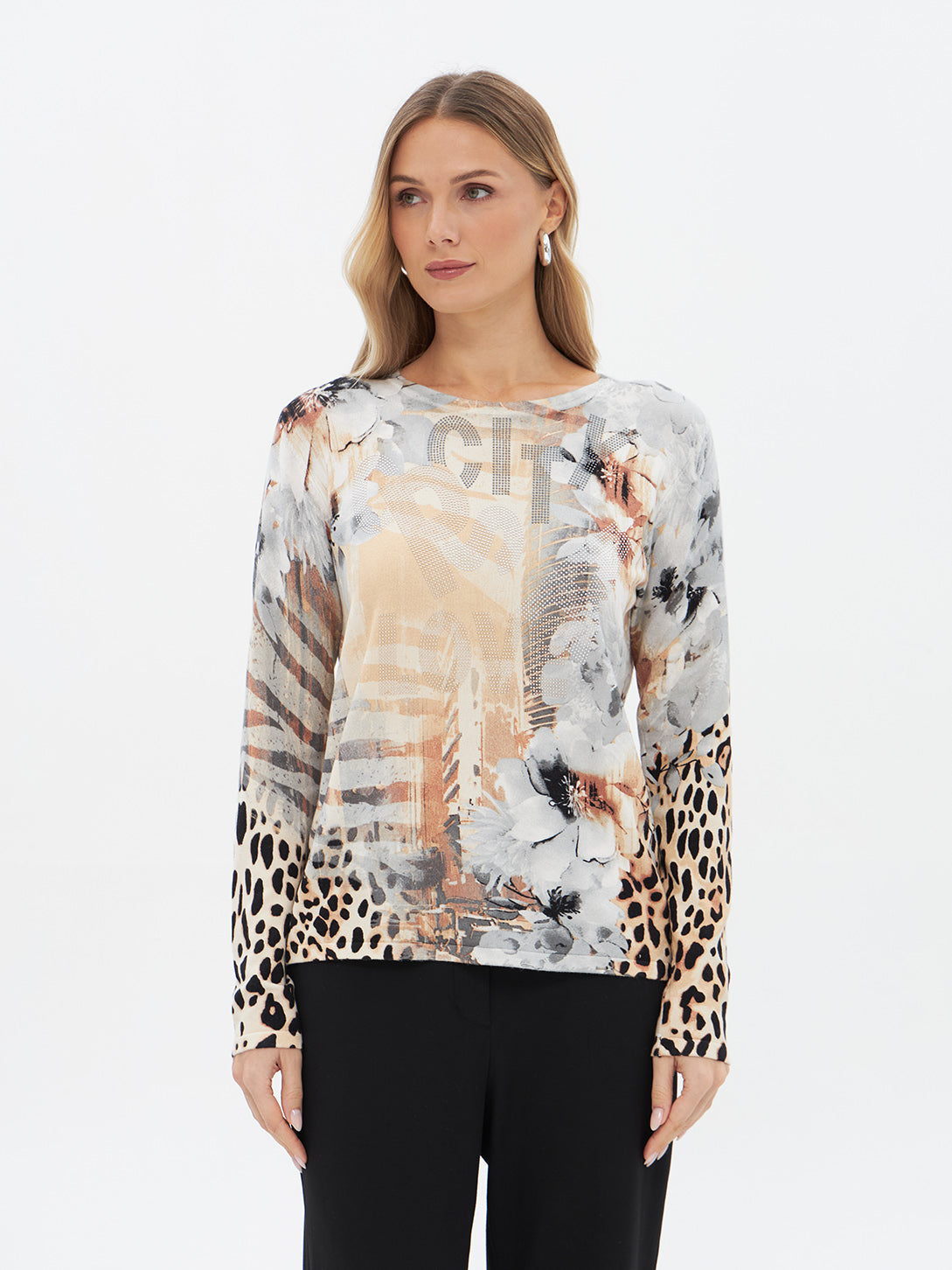 Pullover mit abstraktem Leoparden Muster