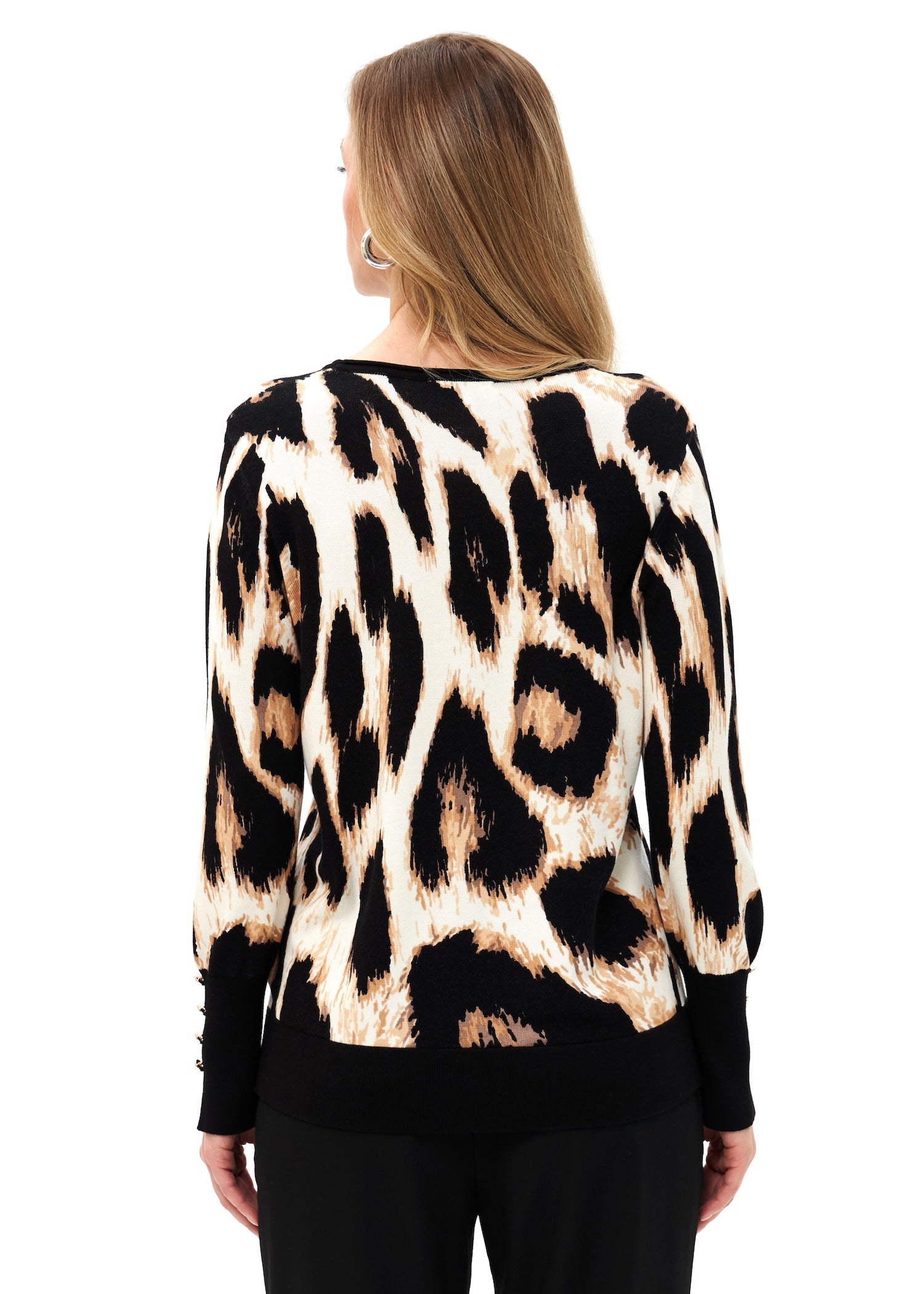 Strickpullover mit Animalprint und Ärmelbündchen