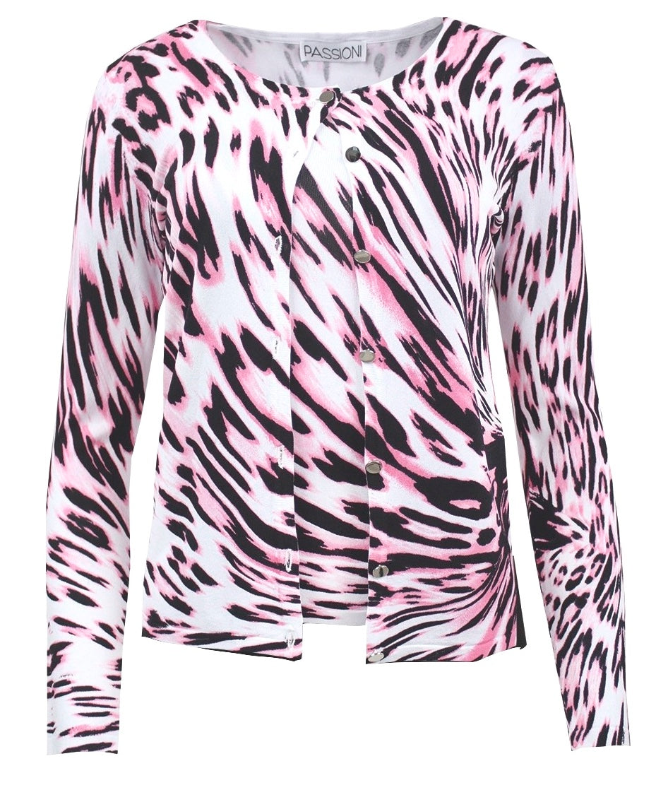 Twinset mit abstraktem Leoprint