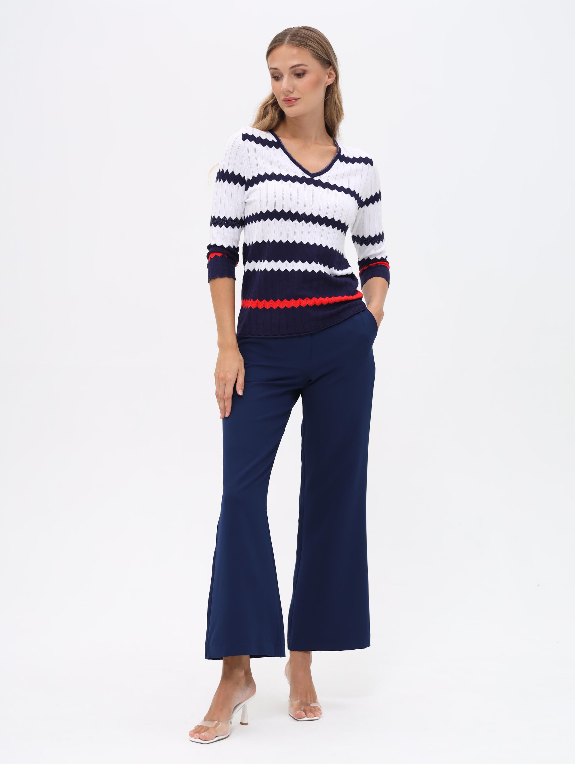 Pullover mit Zick-Zack-Streifen-Design