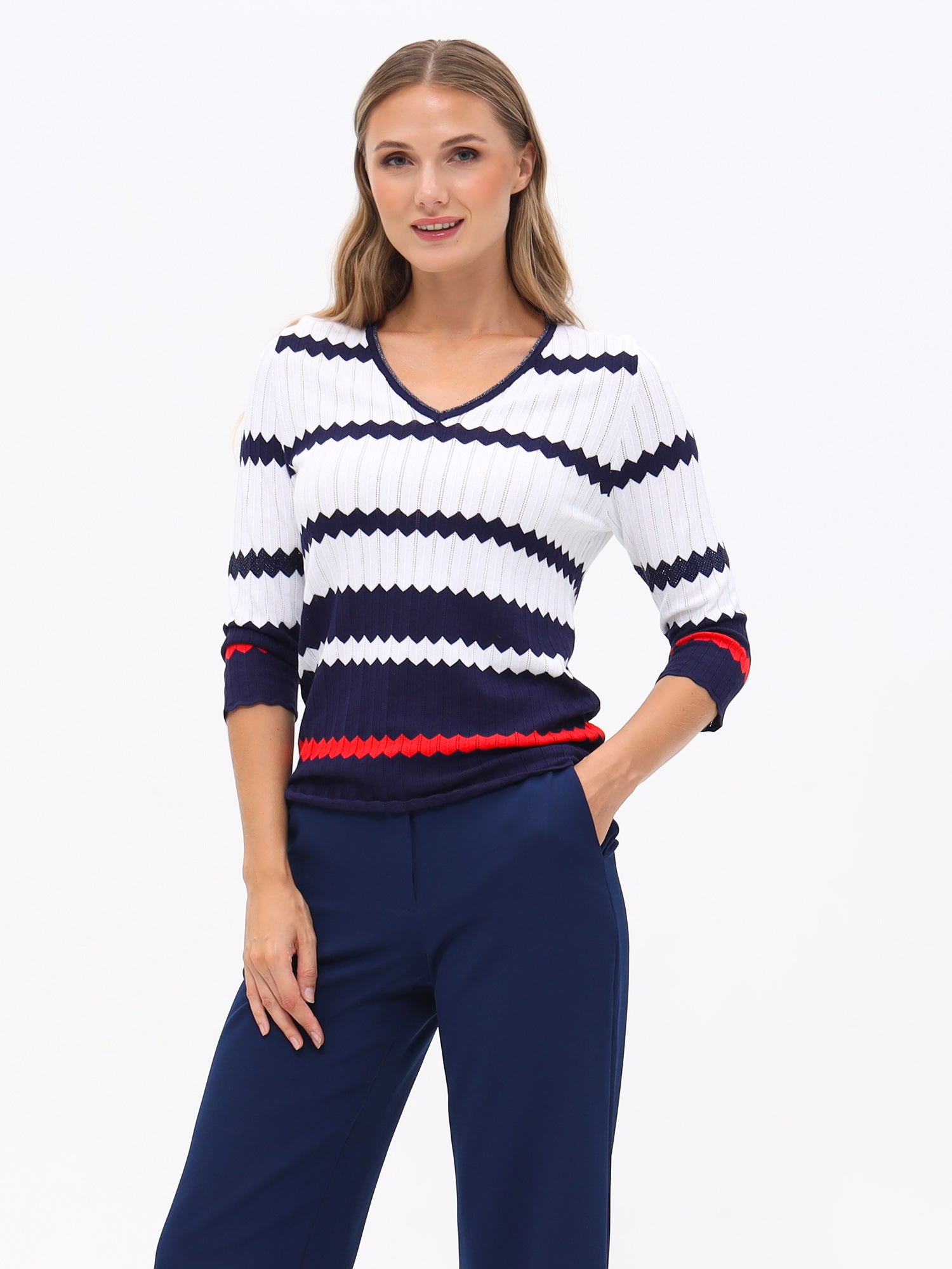 Pullover mit Zick-Zack-Streifen-Design